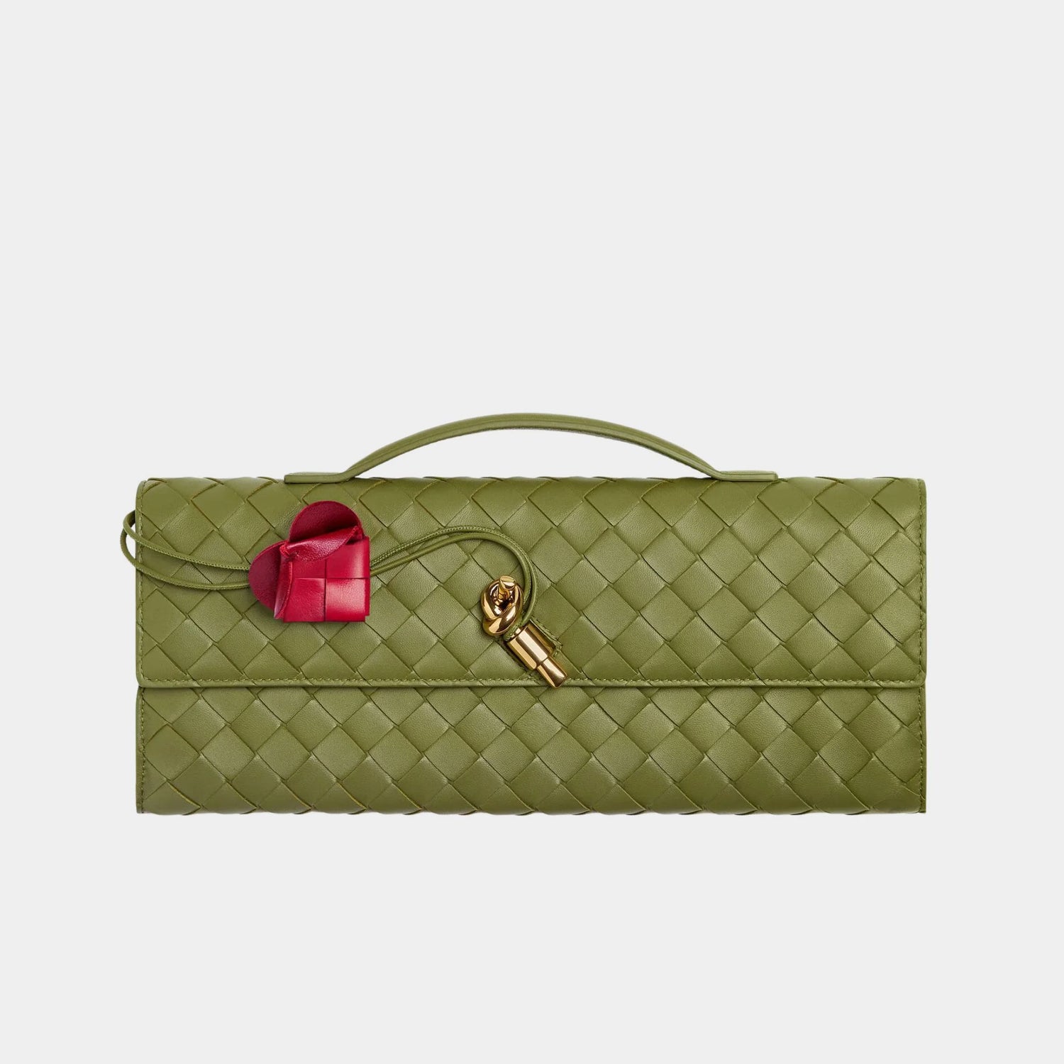 Bottega Veneta Andiamo Clutch Intrecciato Lambskin Leather, Front 