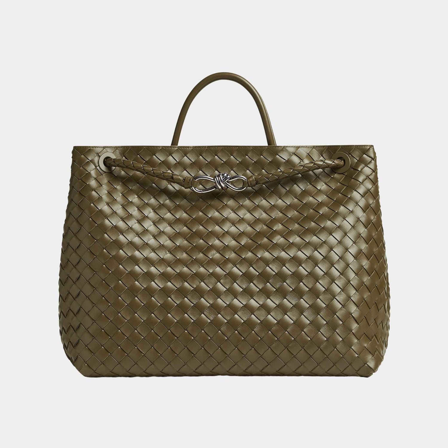 Bottega Veneta Andiamo Grand Format Handbag, Mud, Front View