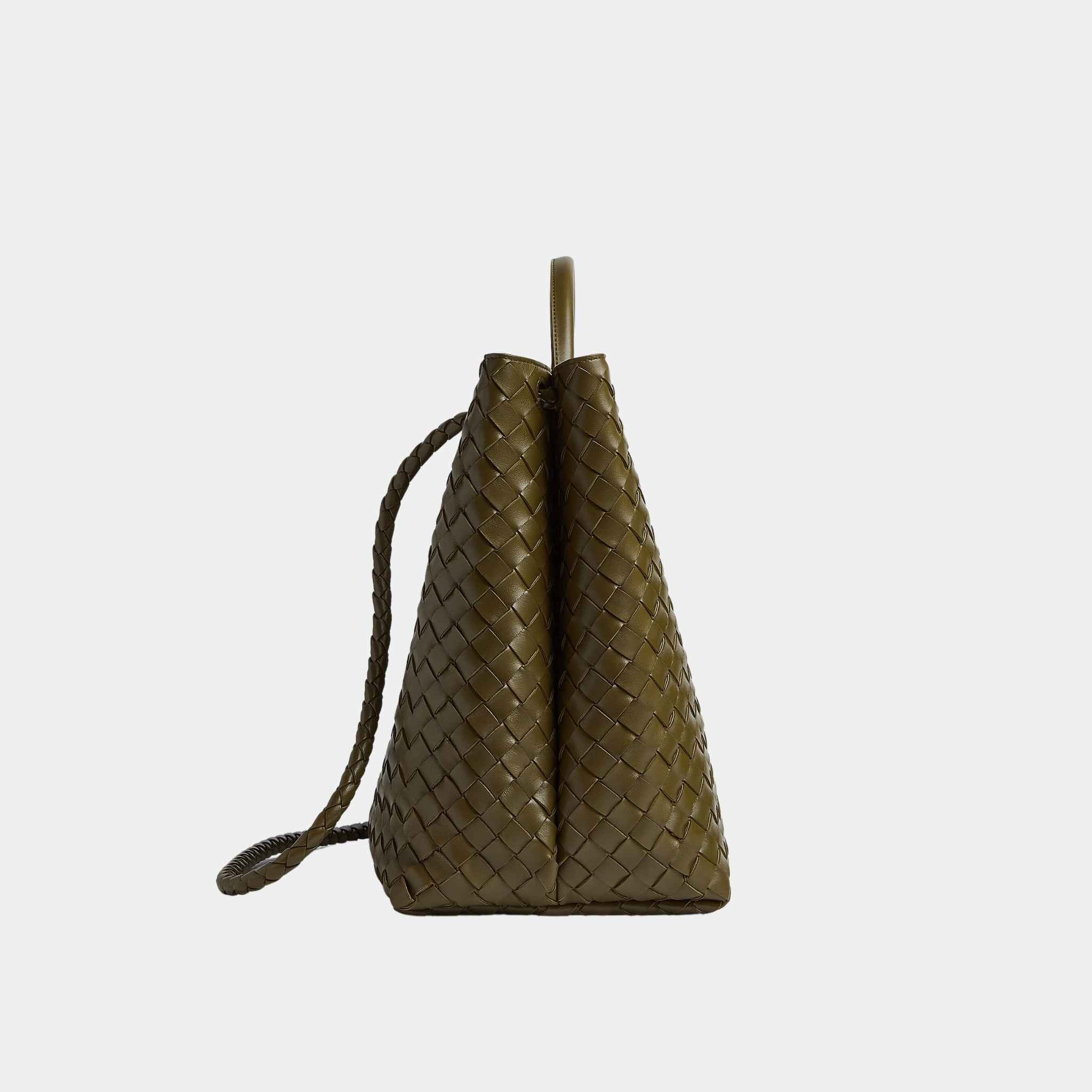 Bottega Veneta Andiamo Grand Format Handbag, Mud, Side View