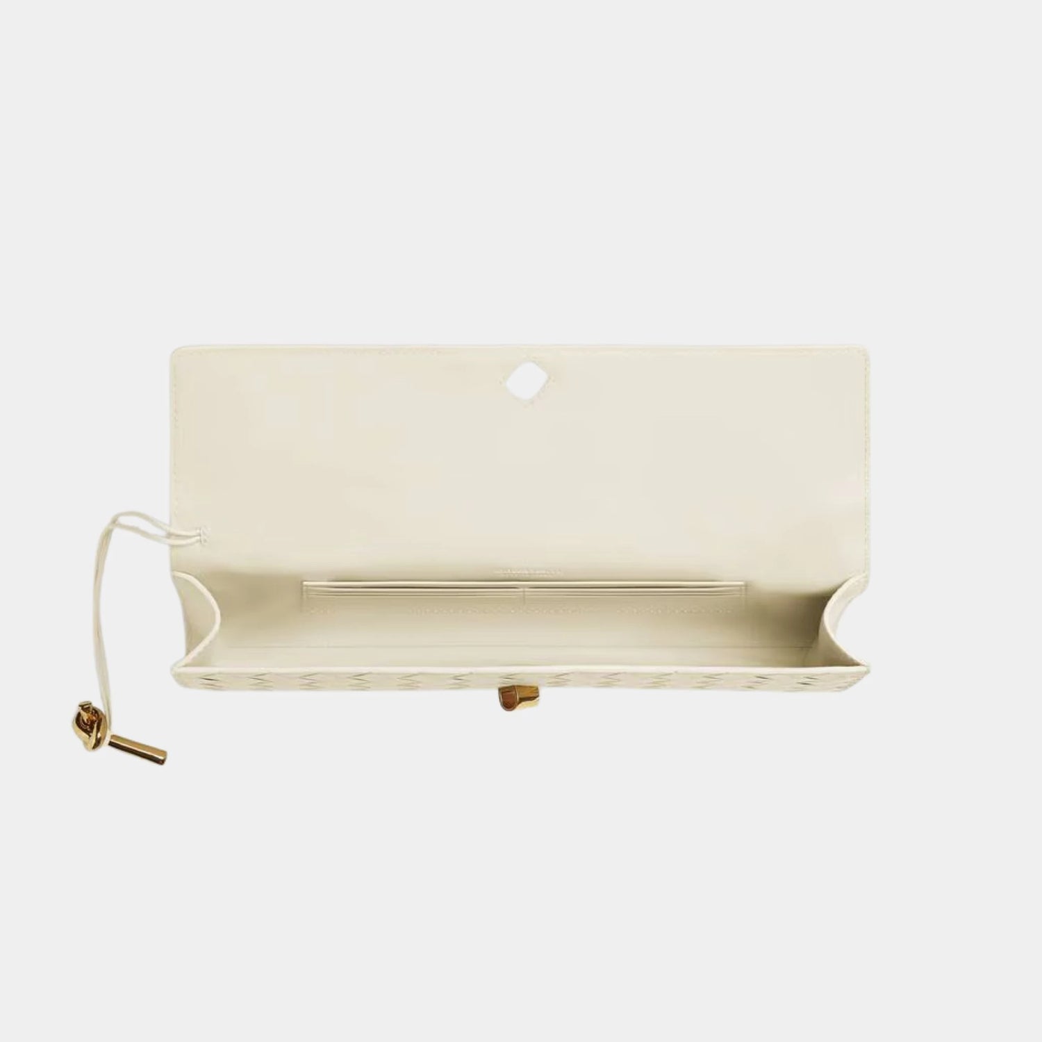 Bottega Veneta Andiamo Top Handle Clutch Intrecciato Leather, Sea Salt, Top