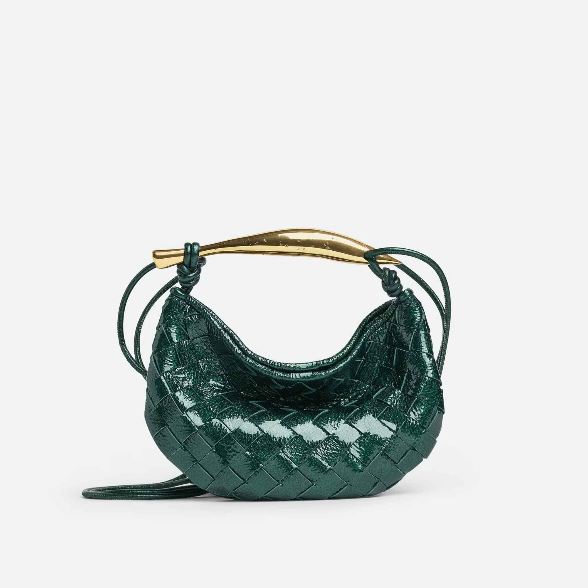 Bottega Veneta Baby Sardine Intrecciato Leather, Viridian Green, Front