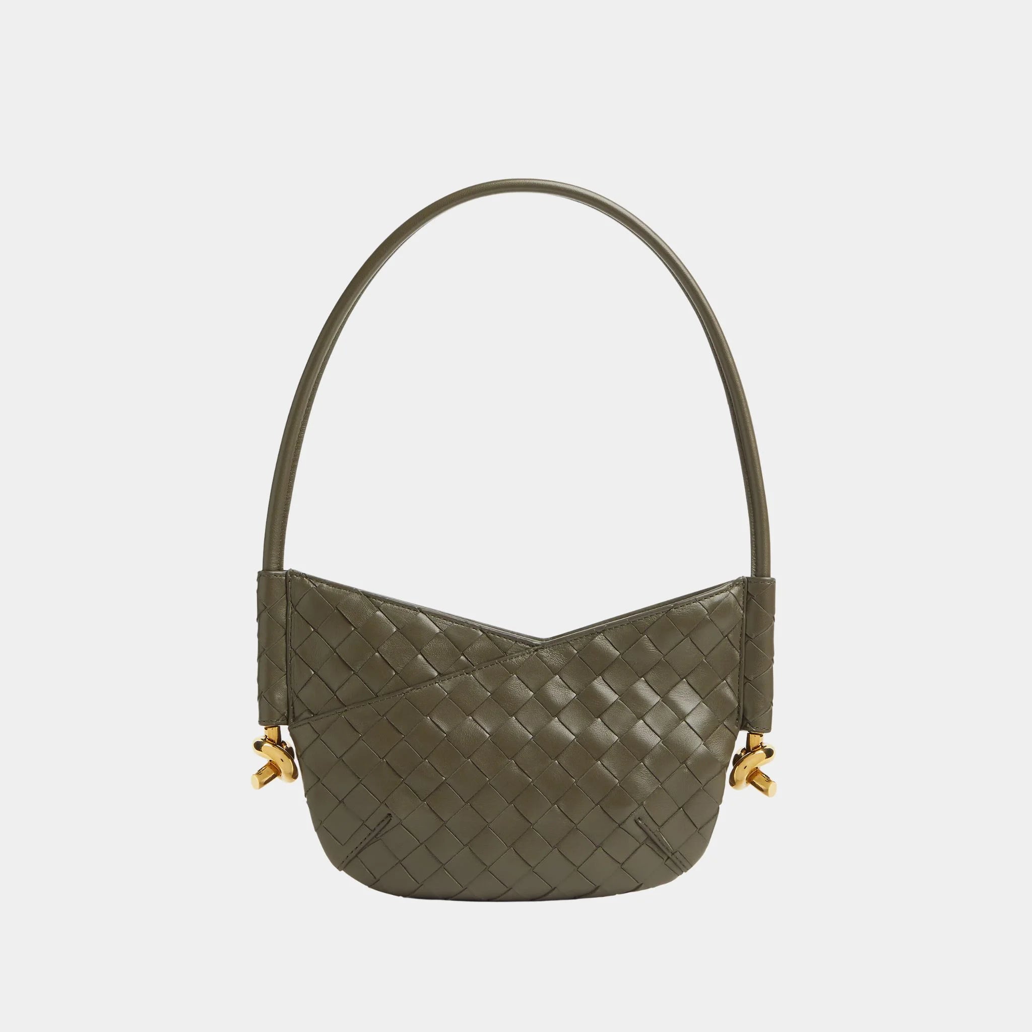 Bottega Veneta Baby Solstice Intrecciato Leather Bag, Cypress, Front