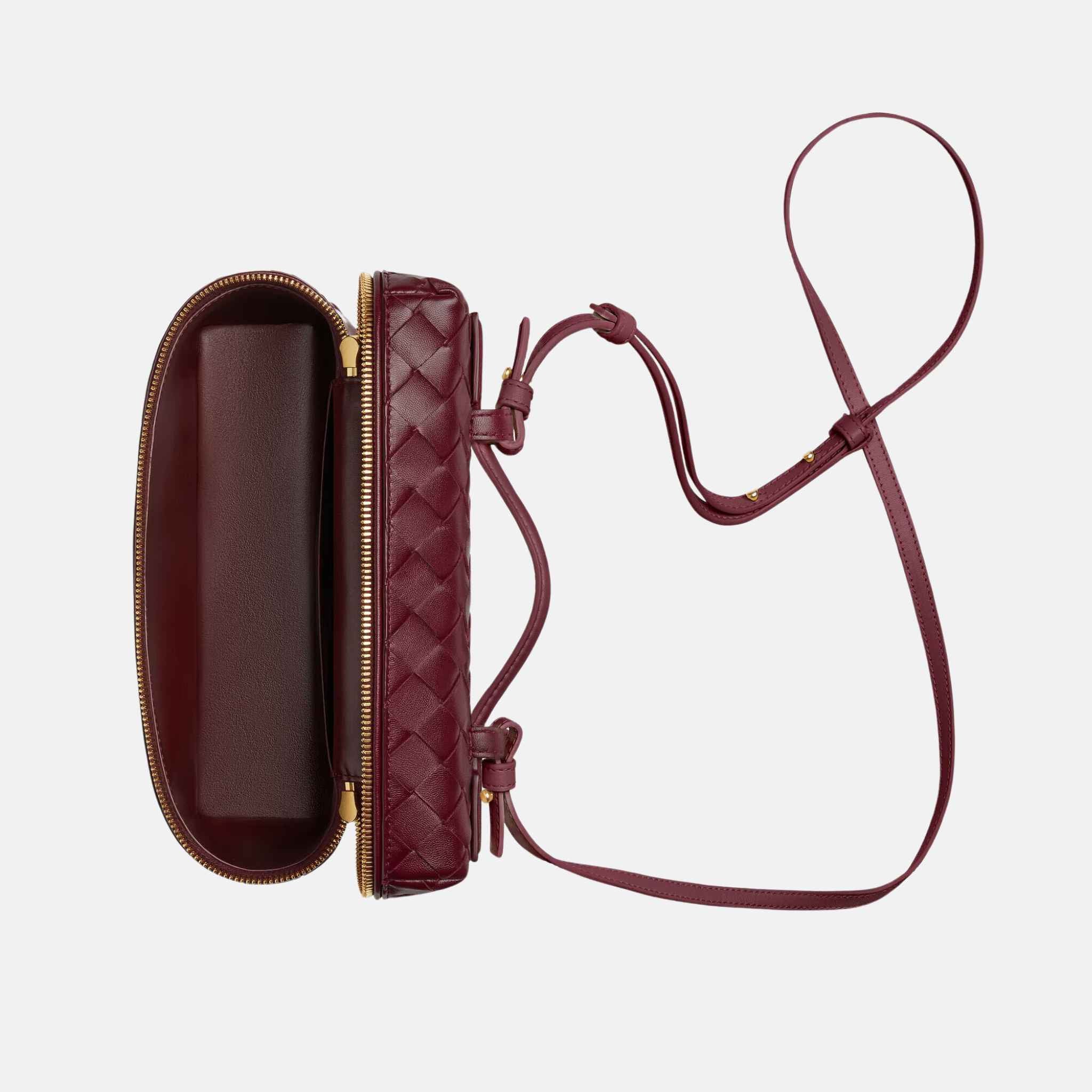 Bottega Veneta Bang Bang Vanity Case Intrecciato Leather, top, Barolo