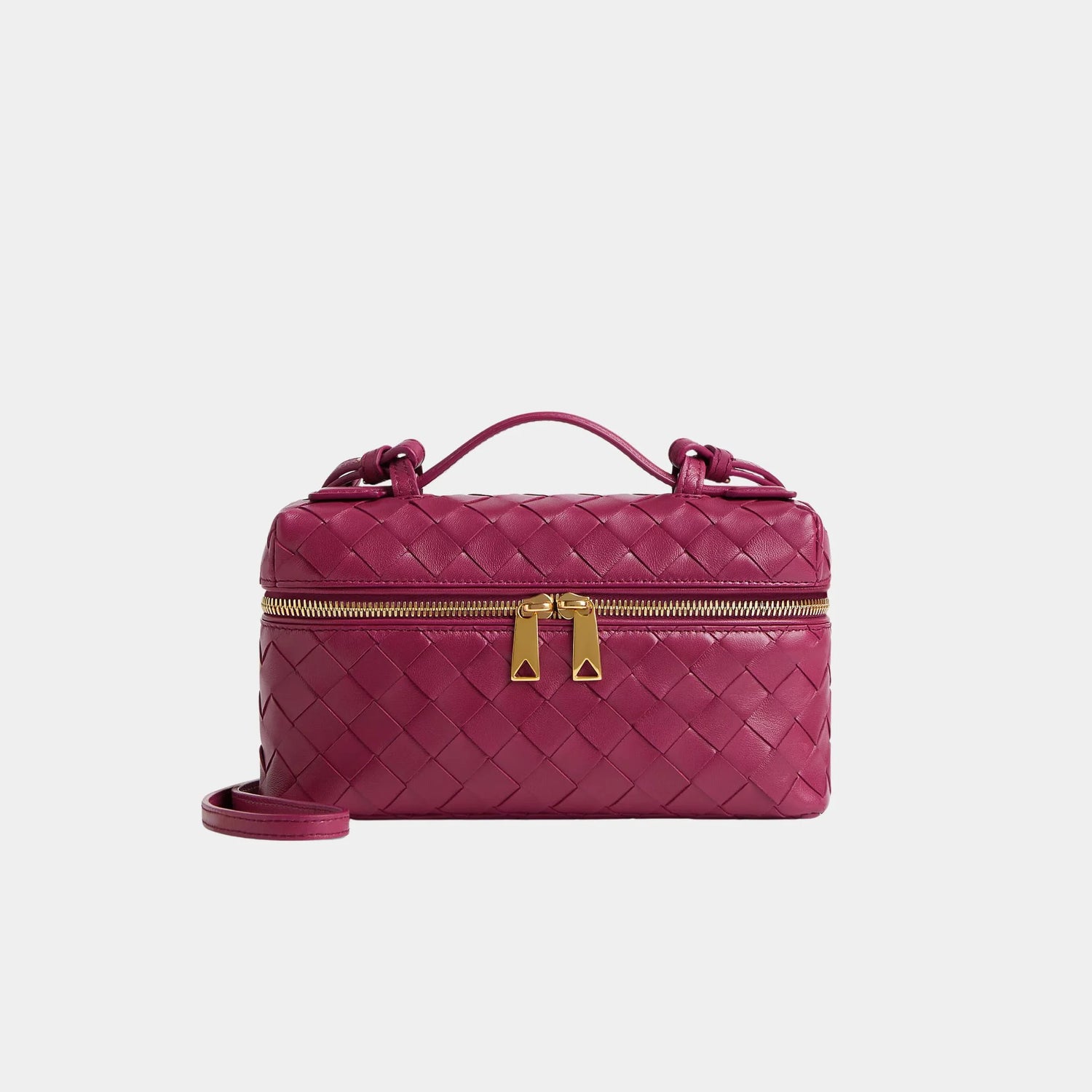 Bottega Veneta Bang Bang Vanity Case Intrecciato Leather, Cinnabar, Front