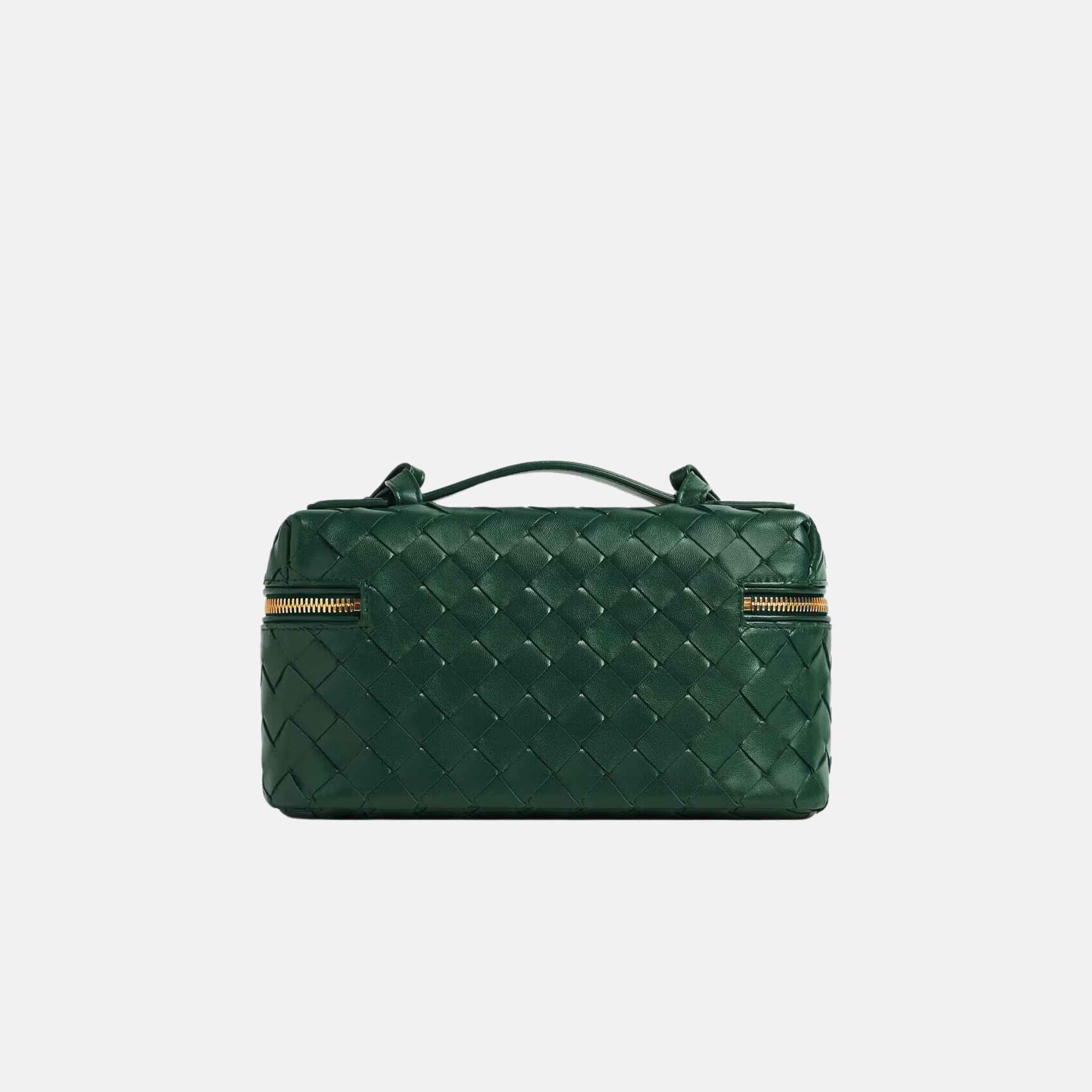 Bottega Veneta Bang Bang Vanity Case Intrecciato Leather, Back, Emerald Green