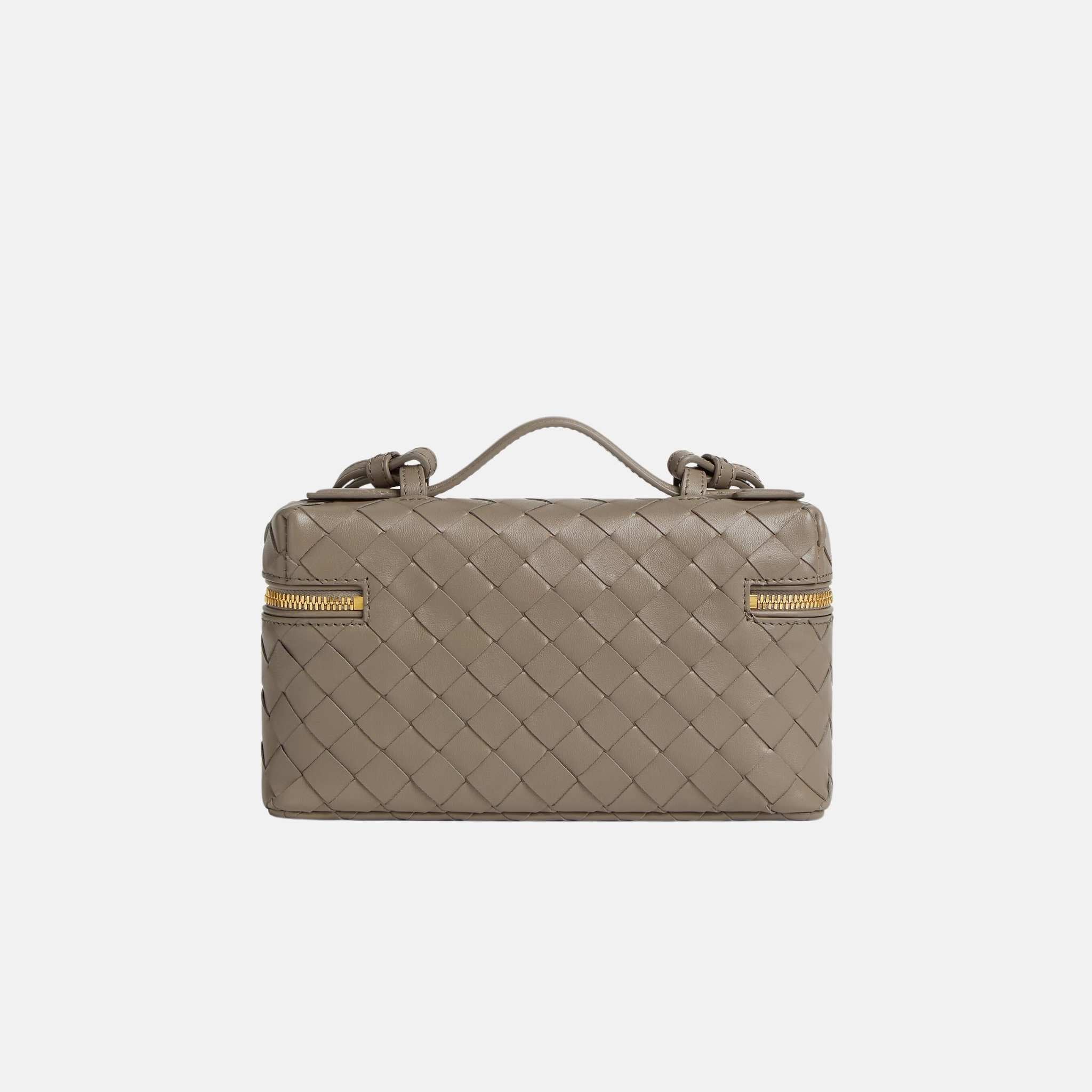 Bottega Veneta Bang Bang Vanity Case Intrecciato Leather, Lime Stone, Back