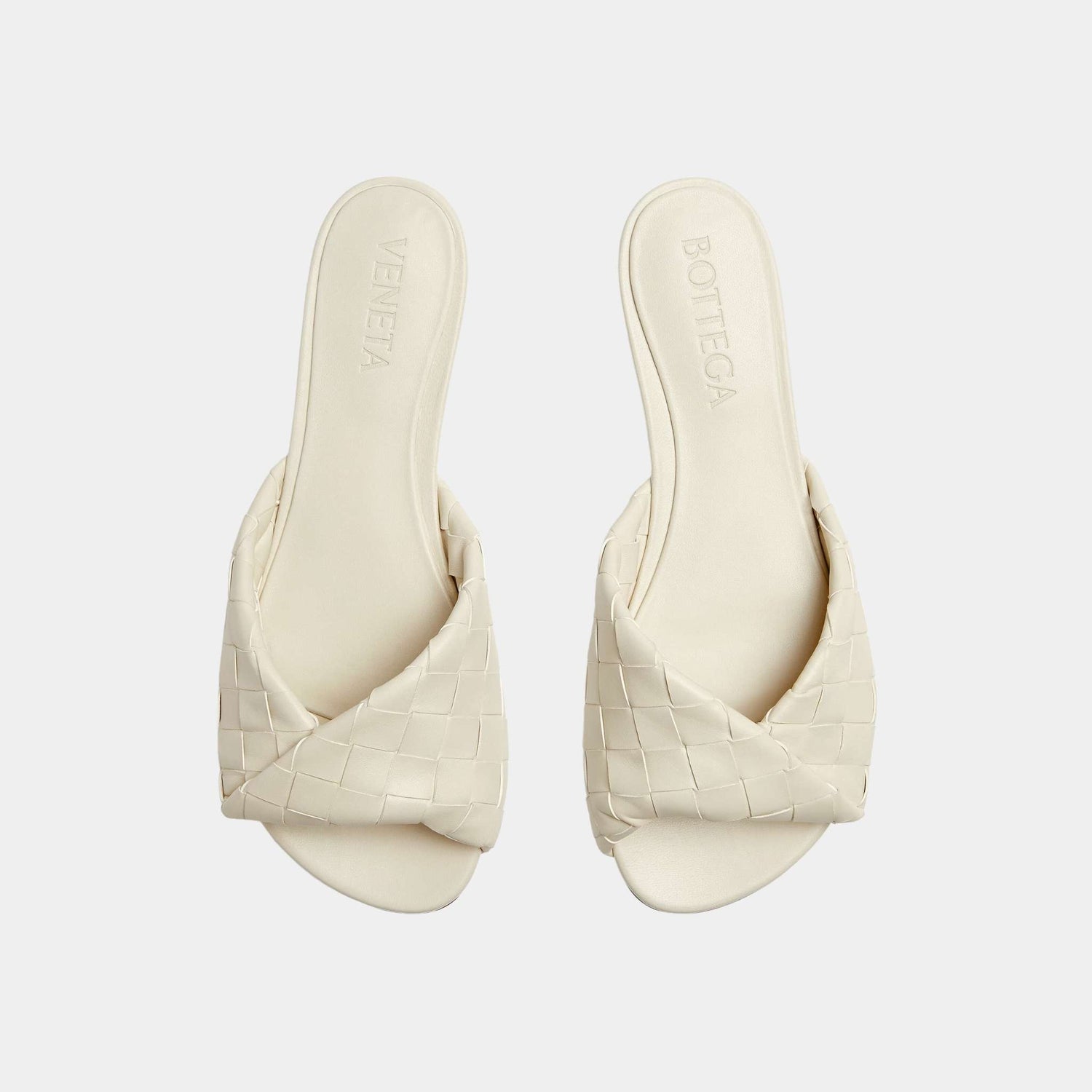 Bottega Veneta Blink Flat Mule Folded Detail in Intrecciato Leather, Sea Salt, Top