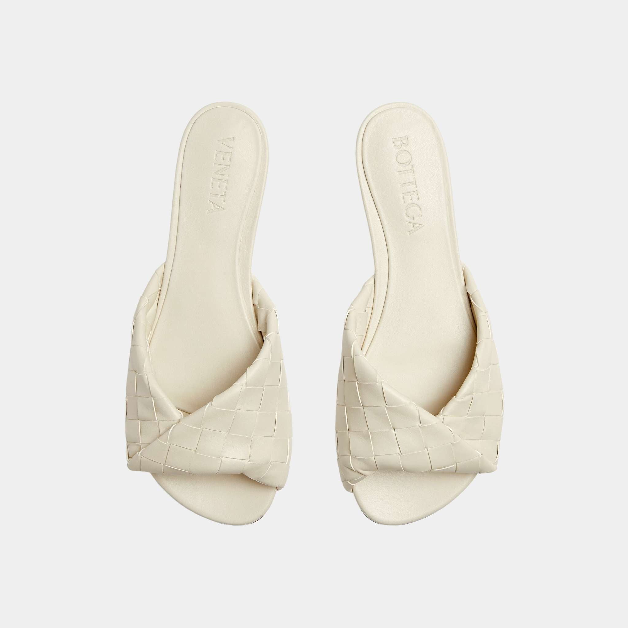 Bottega Veneta Blink Flat Mule Folded Detail in Intrecciato Leather, Sea Salt, Top