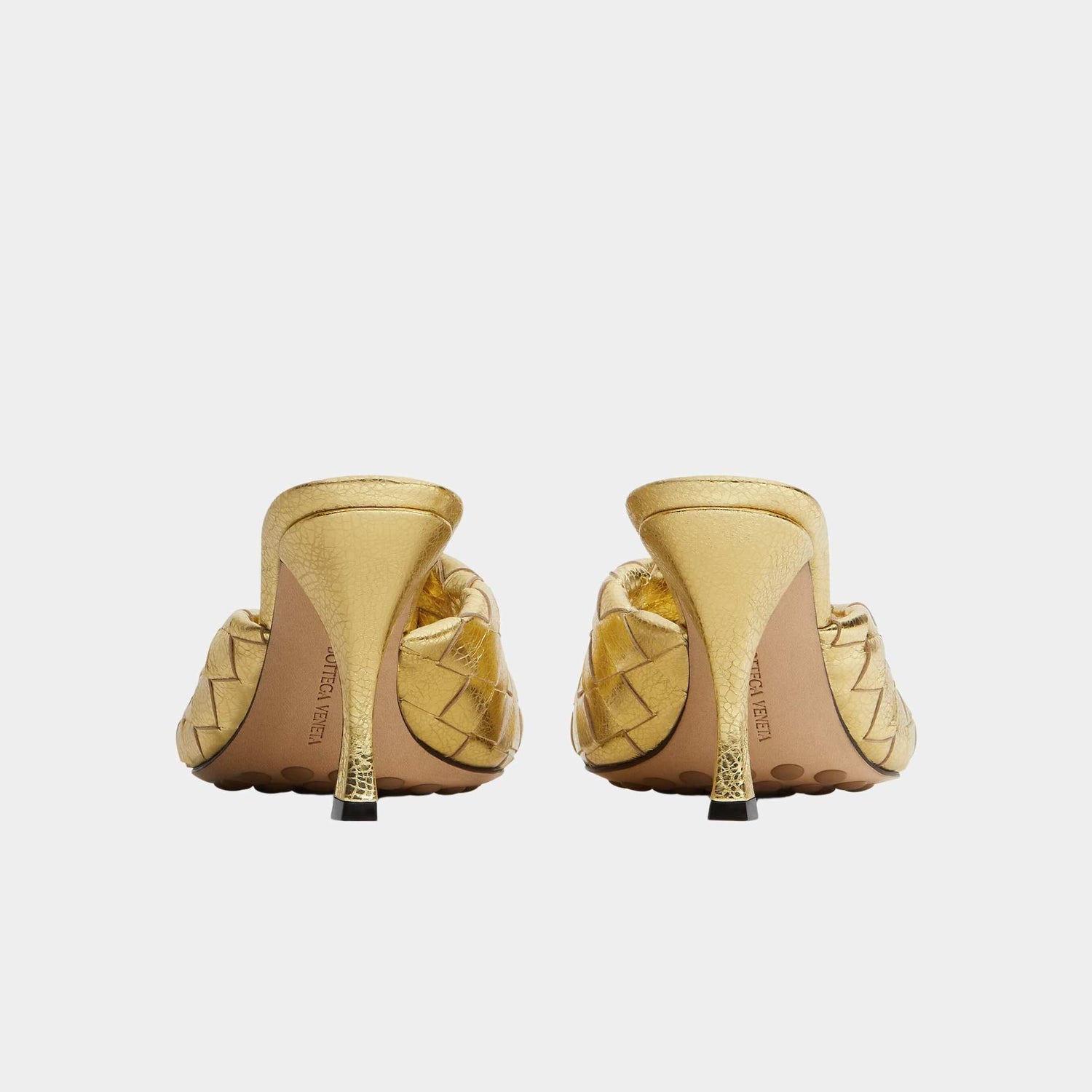 Bottega Veneta Blink High Heel Mule Lambskin, Gold, Back