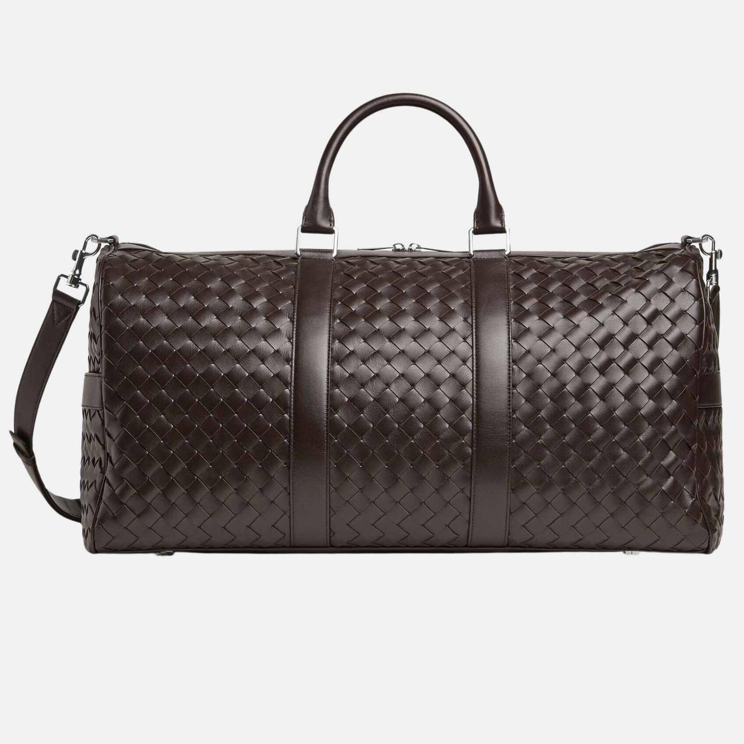 Bottega Veneta Cabin Duffle Bag In Intrecciato Leather, Fondant, Front