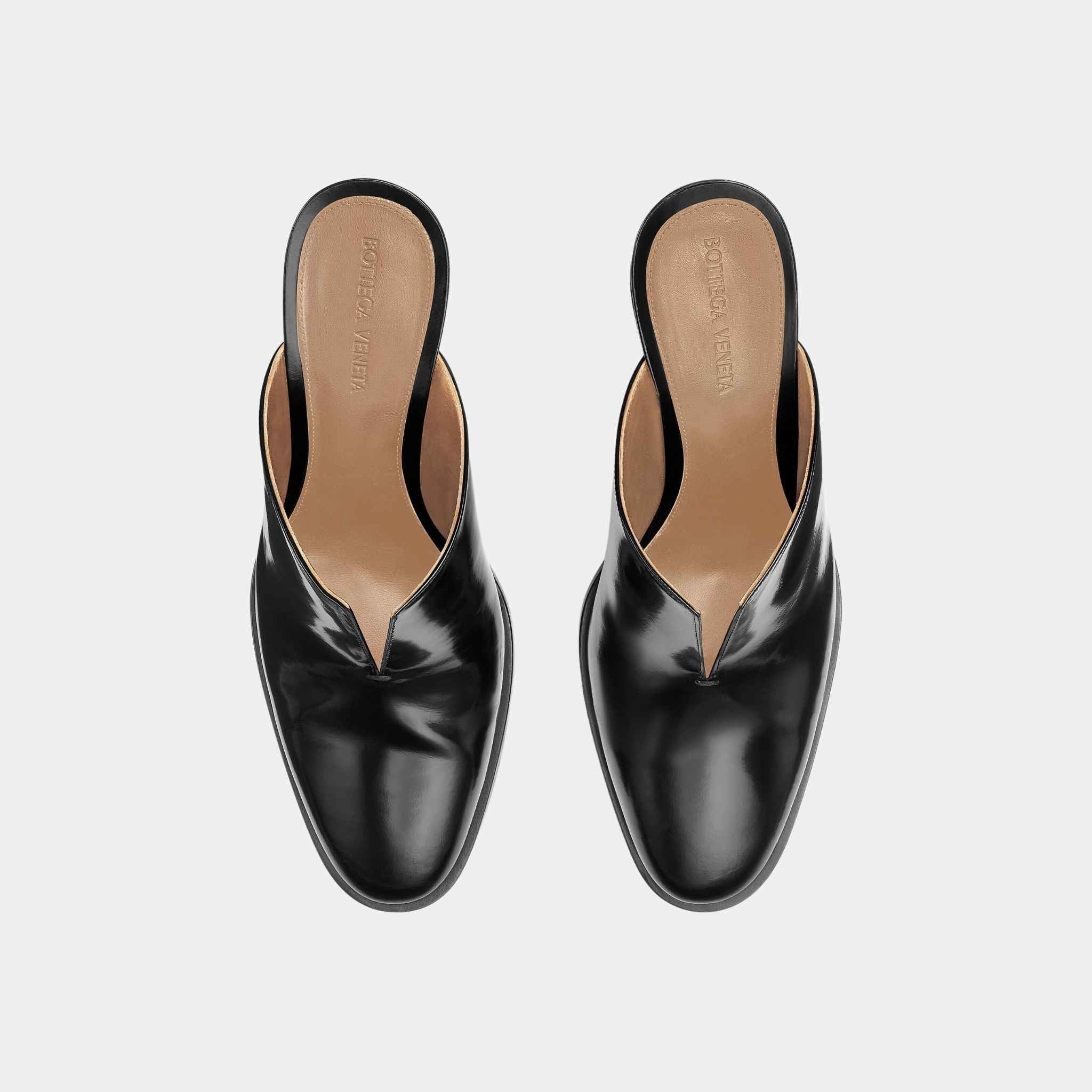 Bottega Veneta Cha-Cha Calfskin Leather Mule Pump, Black, Top