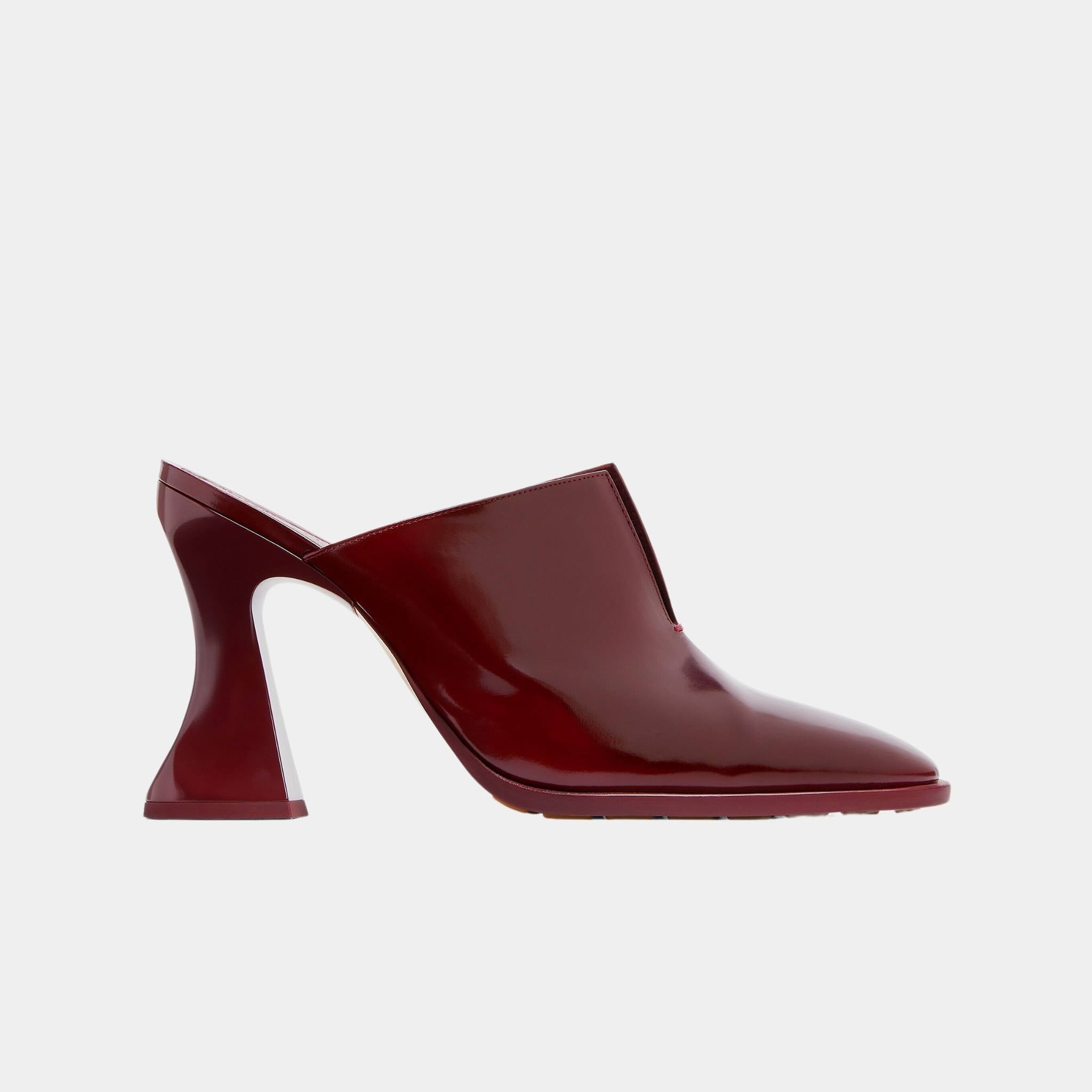 Bottega Veneta Cha-Cha Calfskin Leather Mule Pump, Merlot, Side