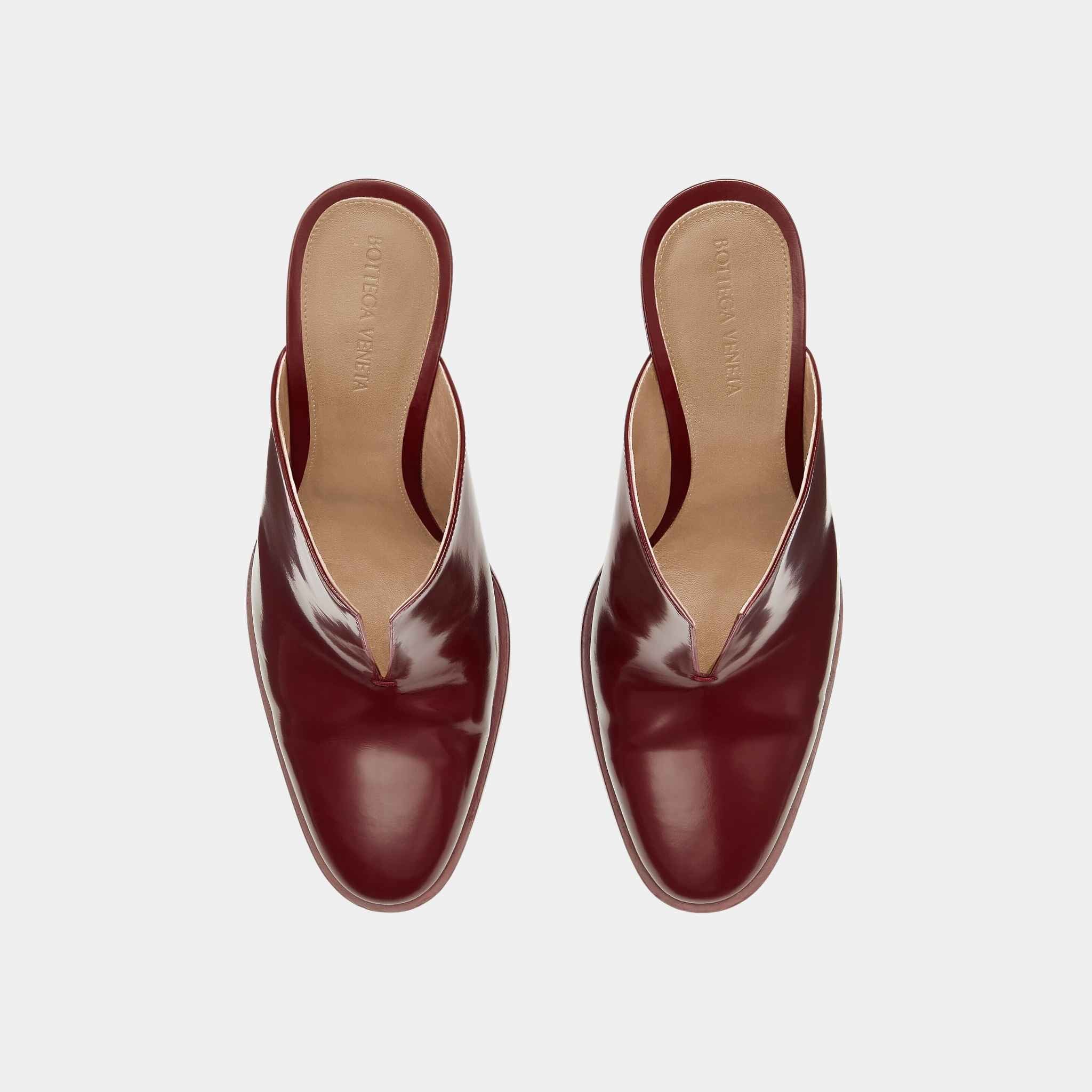 Bottega Veneta Cha-Cha Calfskin Leather Mule Pump, Merlot, Top