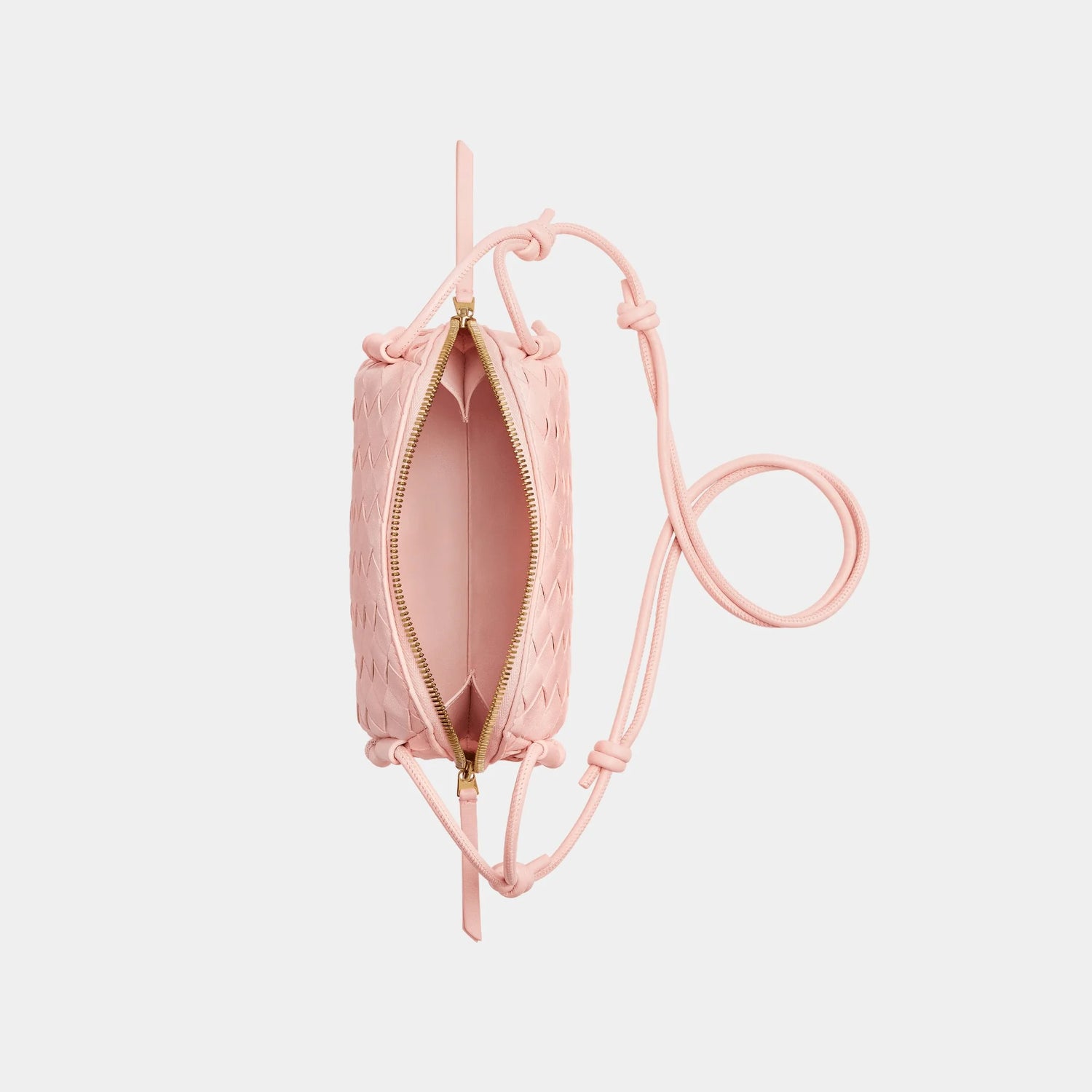 Bottega Veneta Concert Intrecciato Nappa Leather Pouch, Seashell, Top