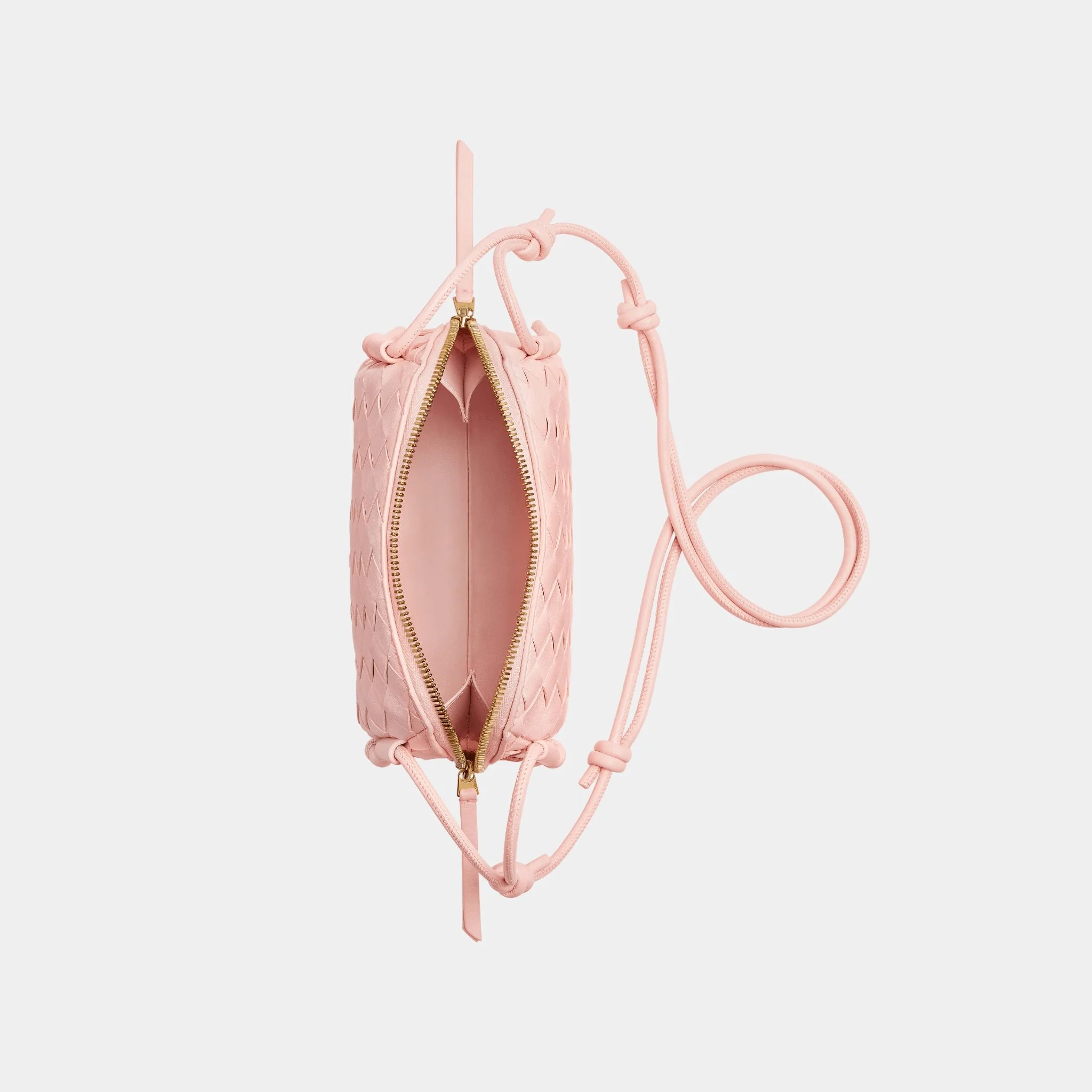 Bottega Veneta Concert Intrecciato Nappa Leather Pouch, Seashell, Top