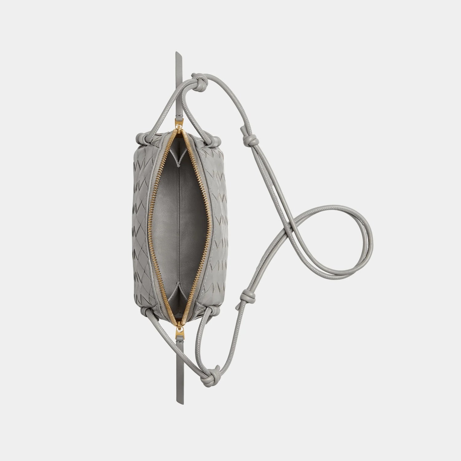 Bottega Veneta Concert Intrecciato Nappa Leather Pouch, Sterling, Top