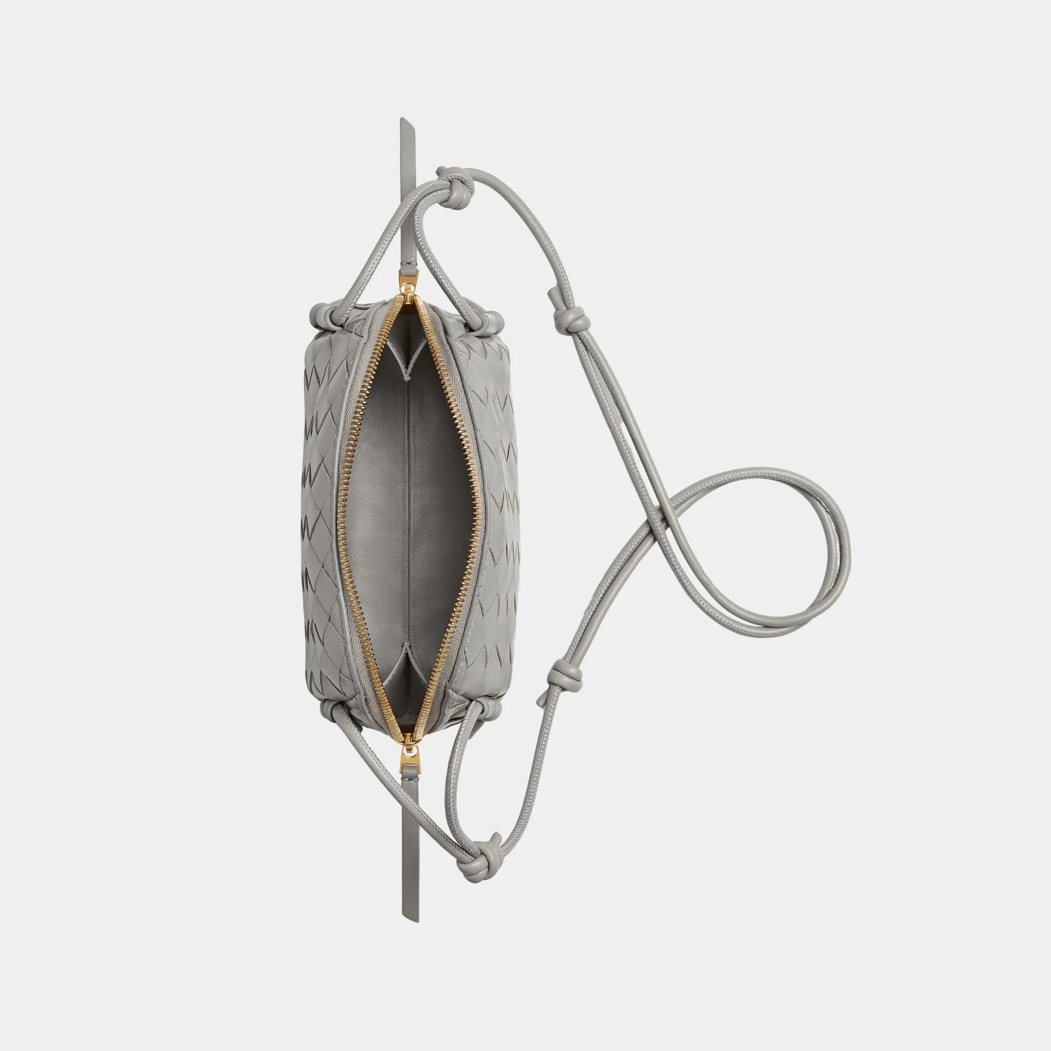 Bottega Veneta Concert Intrecciato Nappa Leather Pouch, Sterling, Top