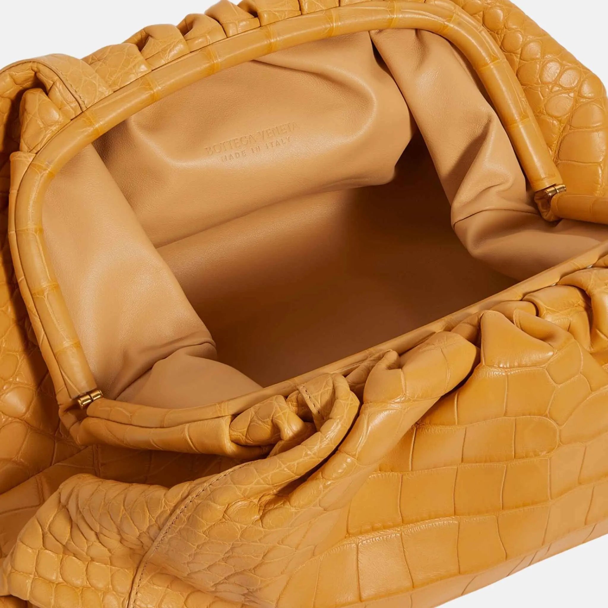 Bottega Veneta Crocodile Leather Pouch Clutch Bag, Inside