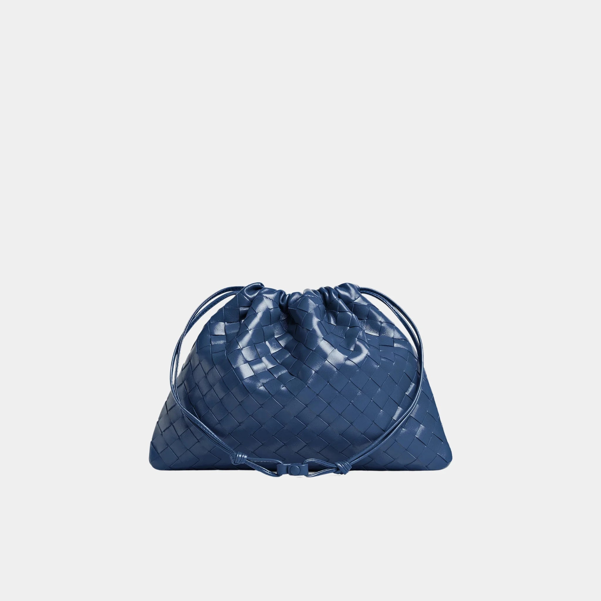aBottega Veneta Dustbag Intrecciato Calf Leather With Loop Attachment, Blue Venezia, Back