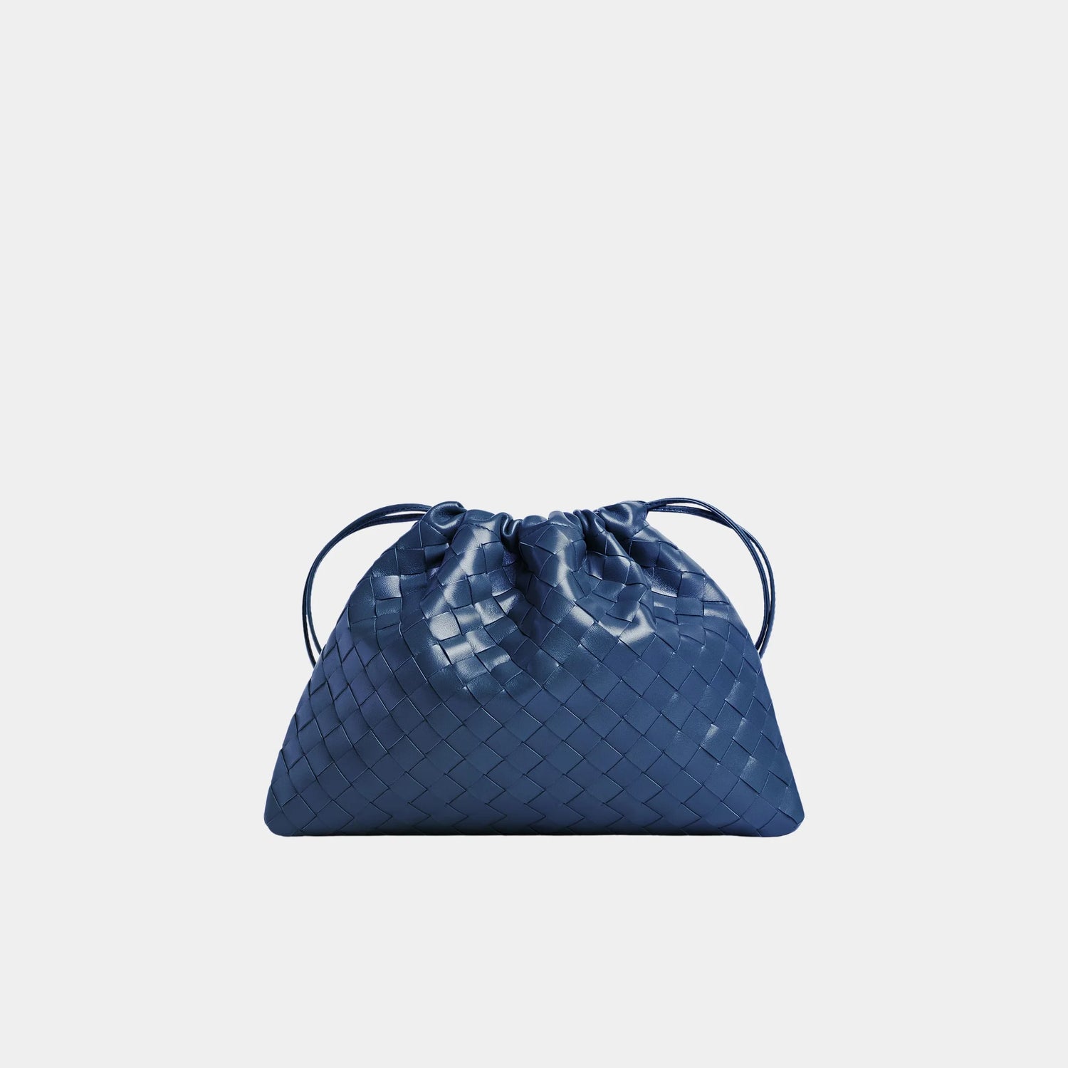 aBottega Veneta Dustbag Intrecciato Calf Leather With Loop Attachment, Blue Venezia, Front