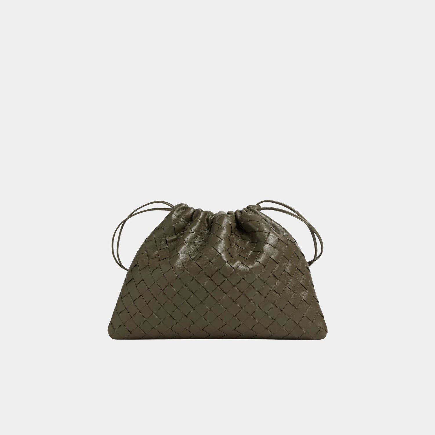 Bottega Veneta Dustbag Intrecciato Calf Leather With Loop Attachment, Cypress, Front