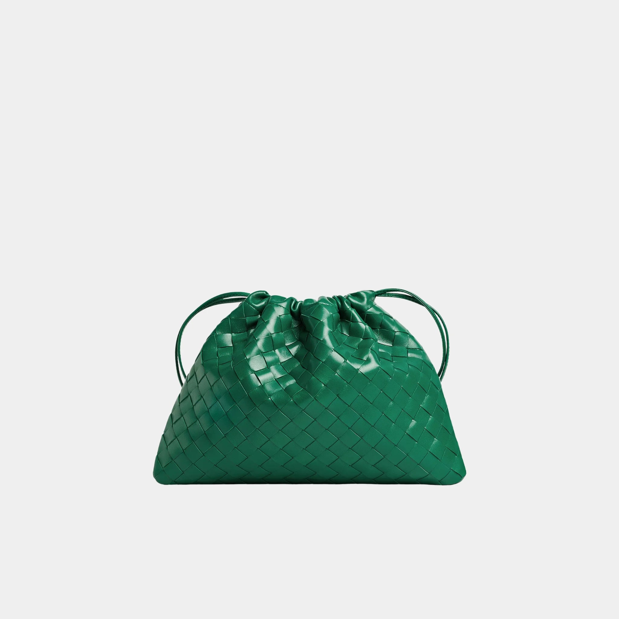 Bottega Veneta Dustbag Intrecciato Calf Leather With Loop Attachment, Jungle, Front