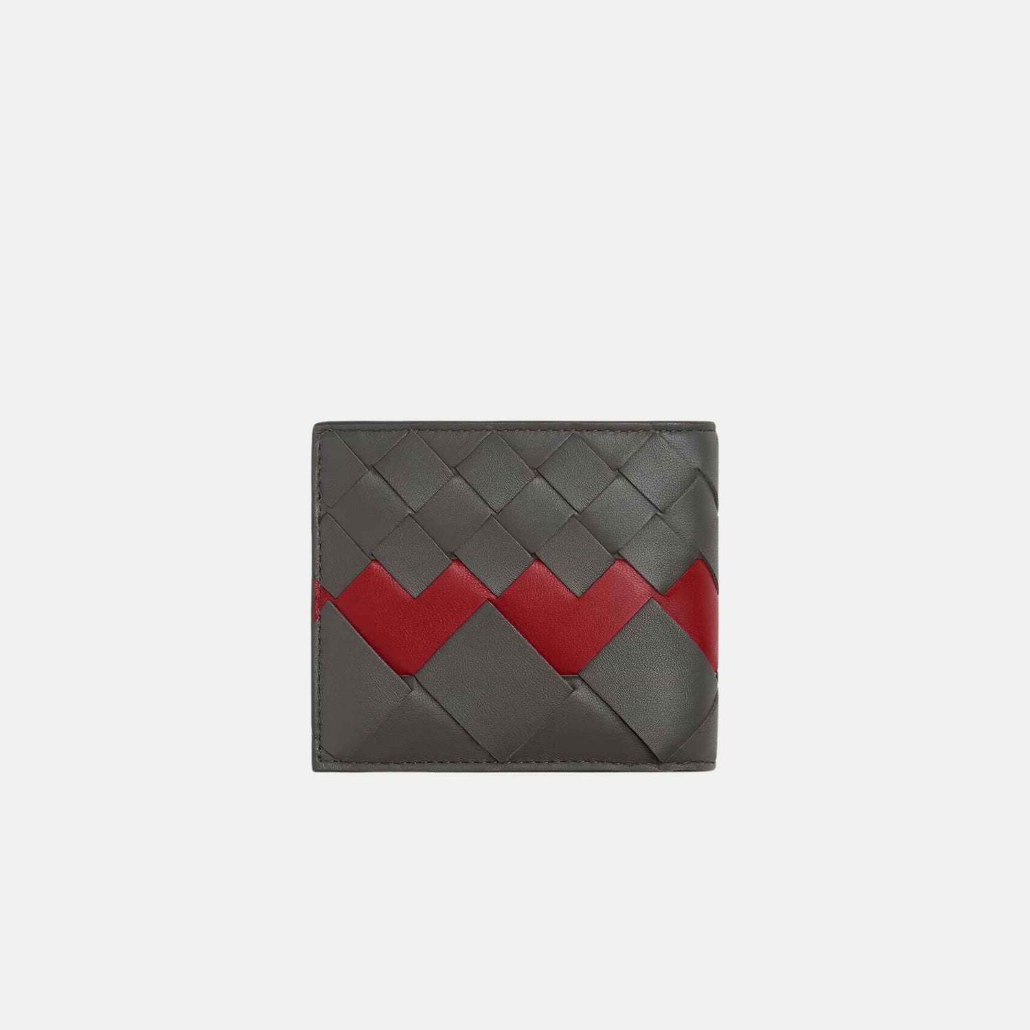 Bottega Veneta Intrecciato Bi-Fold Wallet With Coin Purse, Front, fliped,Lapilli/Rosewood, 