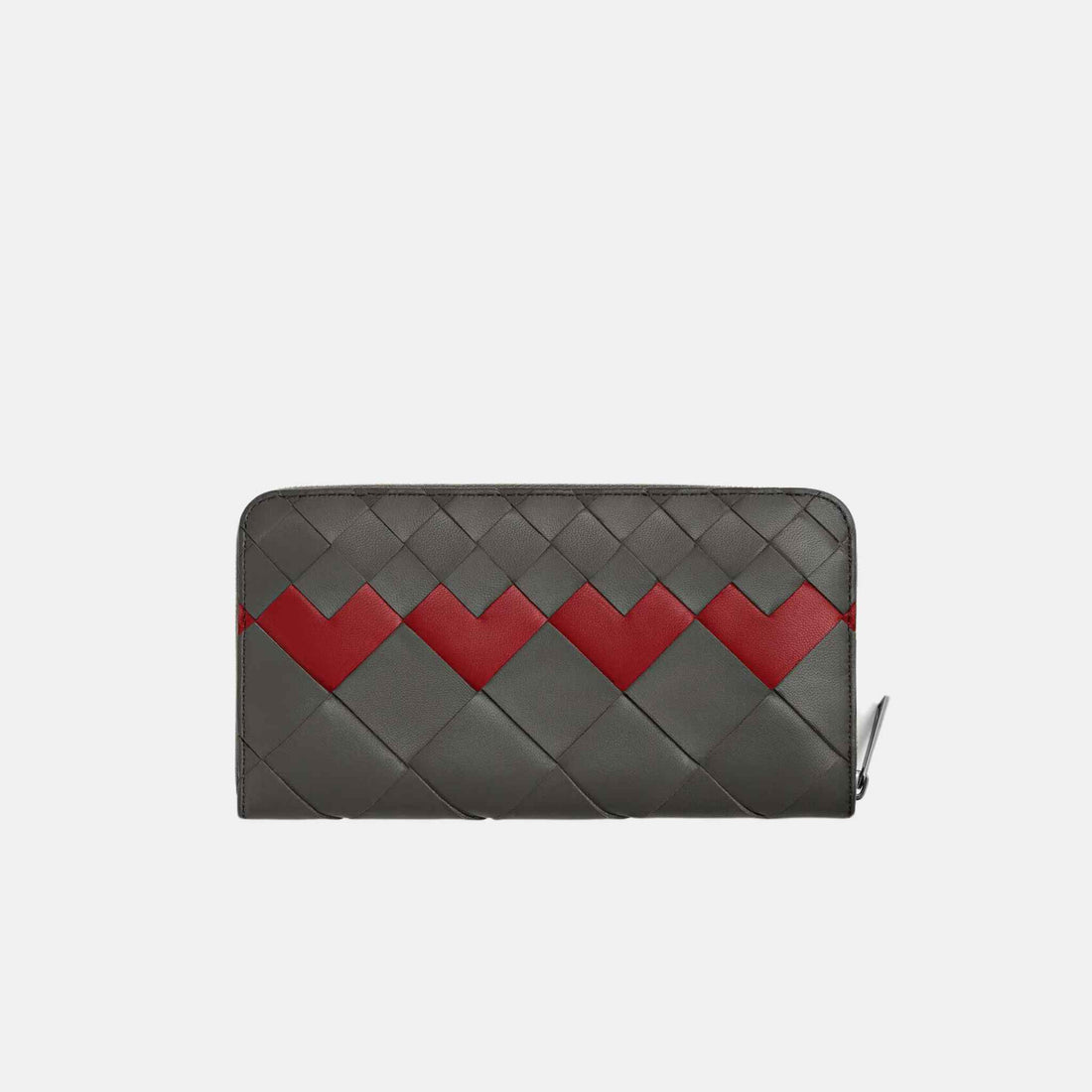 Bottega Veneta Intrecciato Zip Around Wallet, Lapilli/rosewood, front