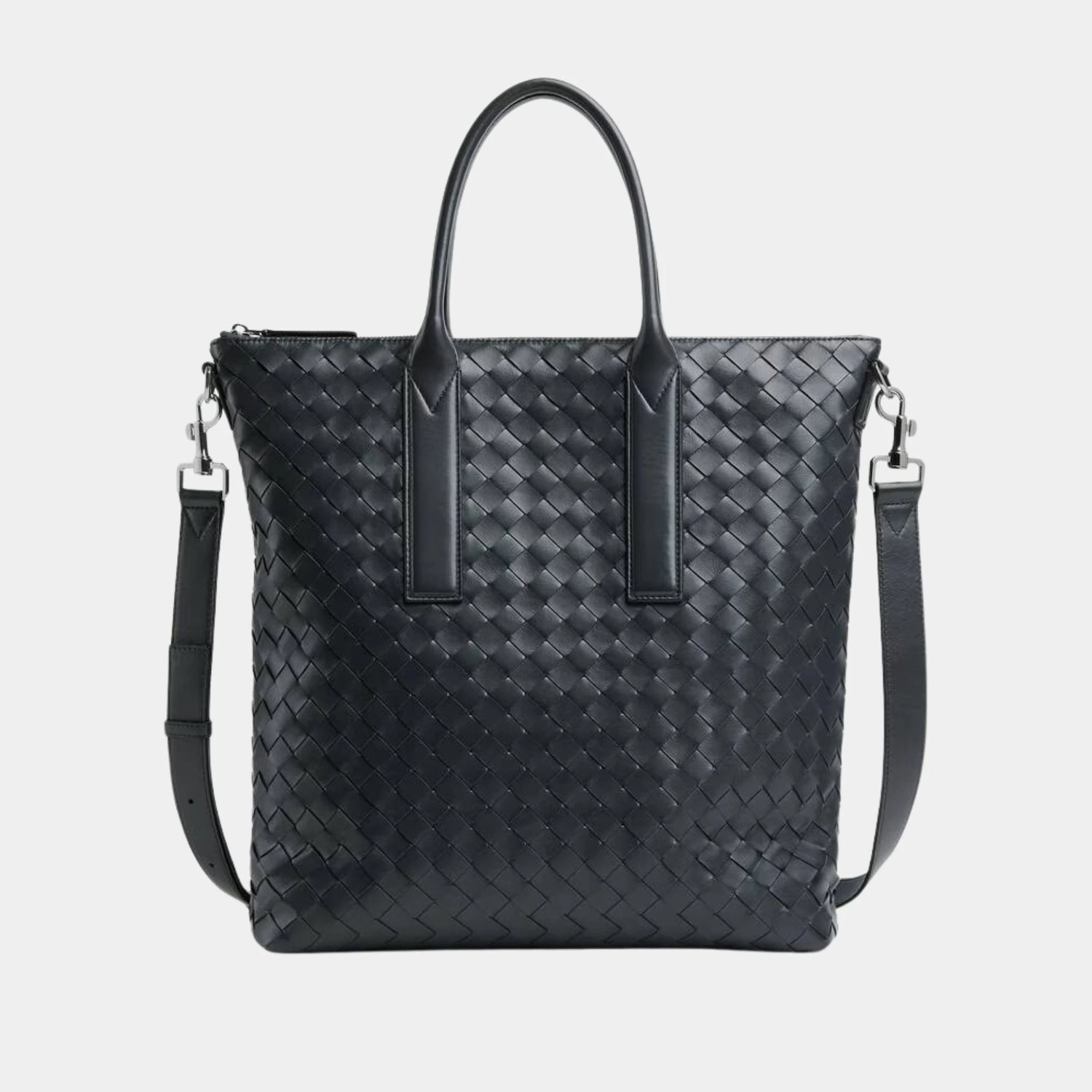 Bottega Veneta Intrecciato Zipped North South Tote Bag, Ardoise, Front
