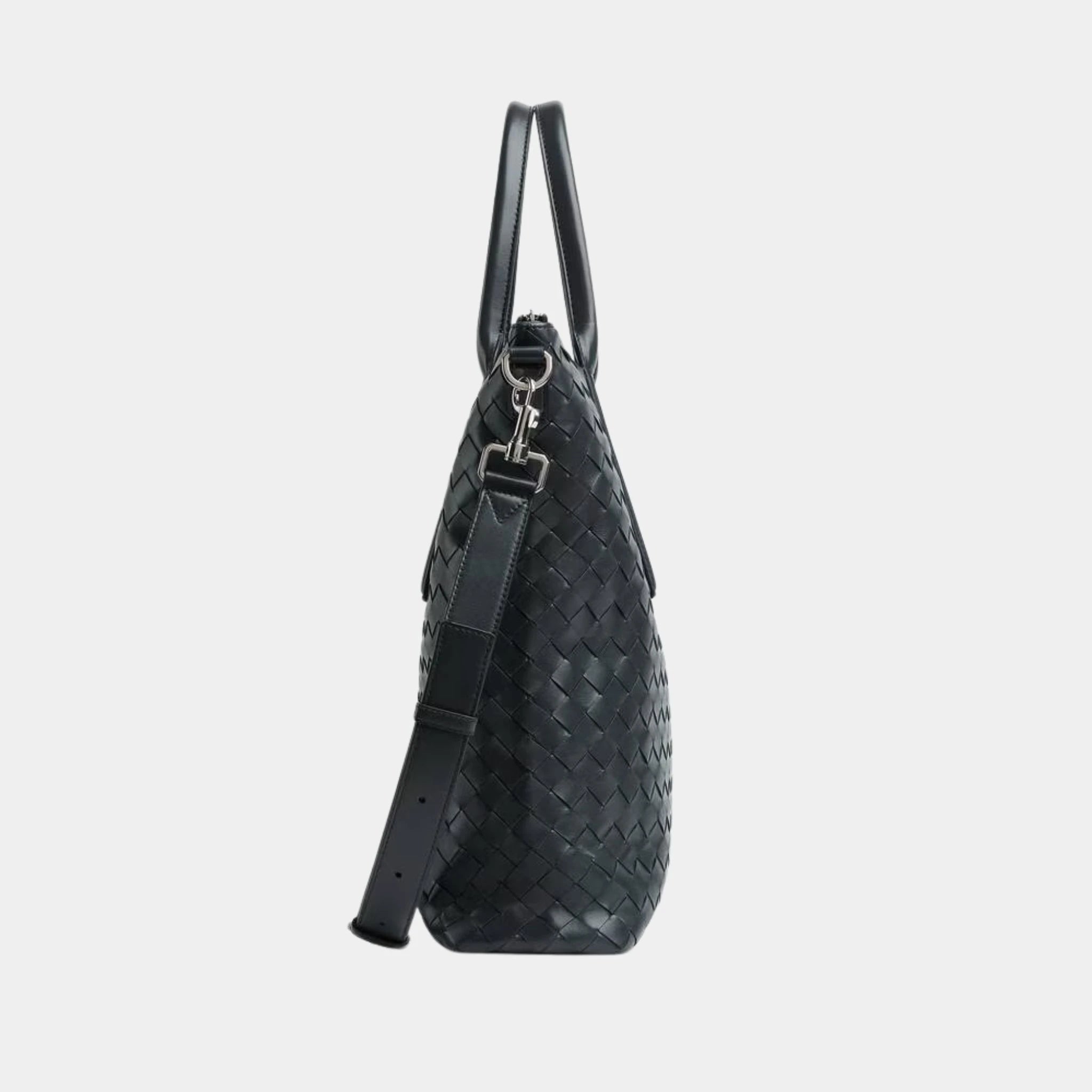 Bottega Veneta Intrecciato Zipped North South Tote Bag, Ardoise, Side