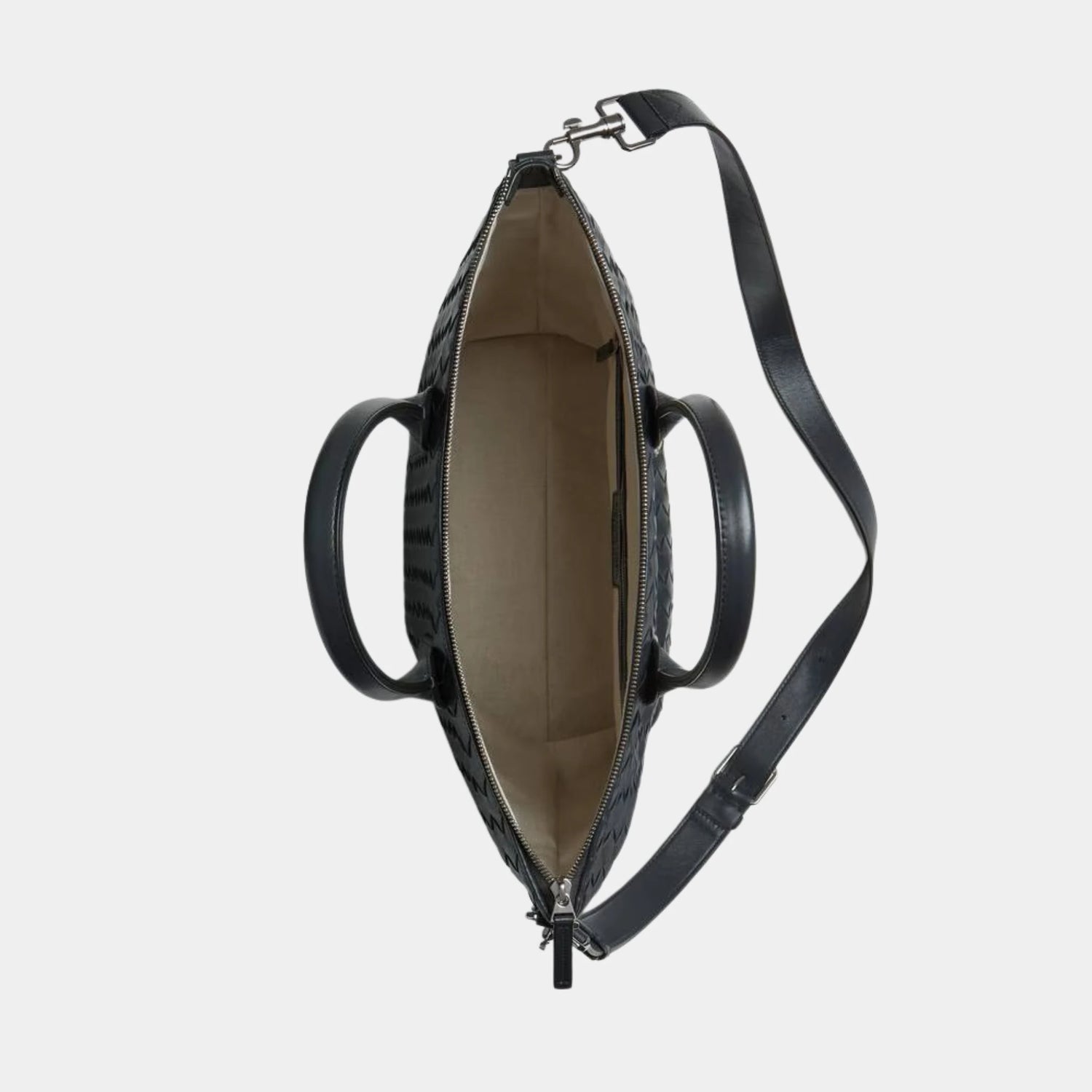 Bottega Veneta Intrecciato Zipped North South Tote Bag, Ardoise, Top