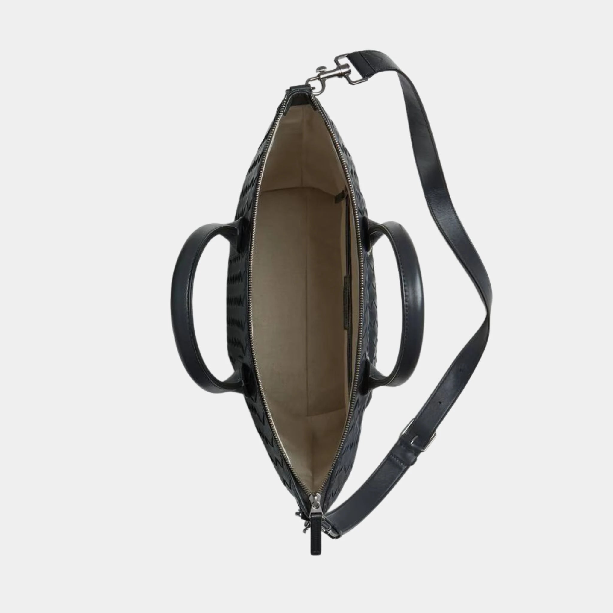 Bottega Veneta Intrecciato Zipped North South Tote Bag, Ardoise, Top