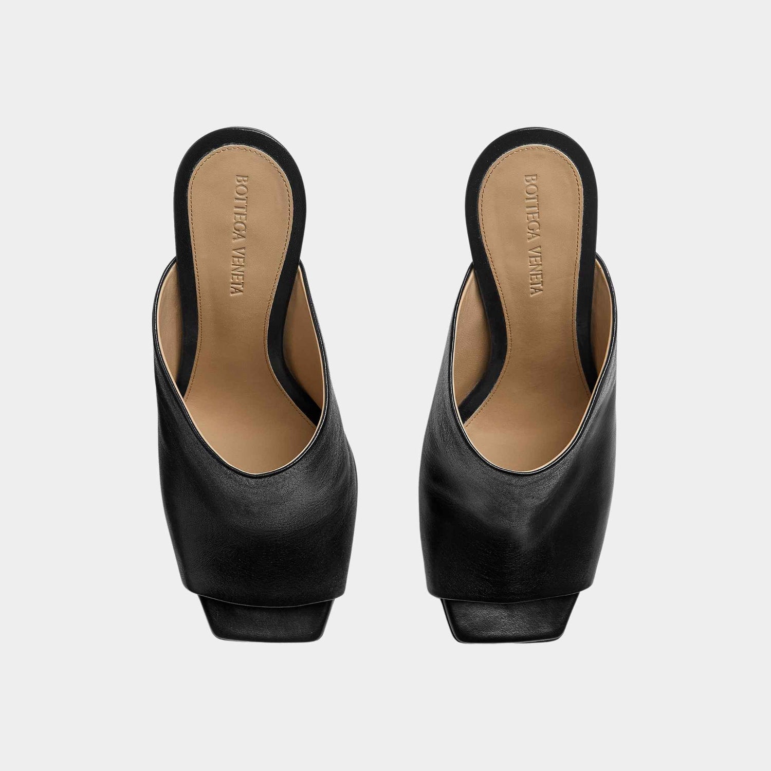 Bottega Veneta Knot High-Heel Mule Lambskin Gold Metal Knot Heel, Black, Top