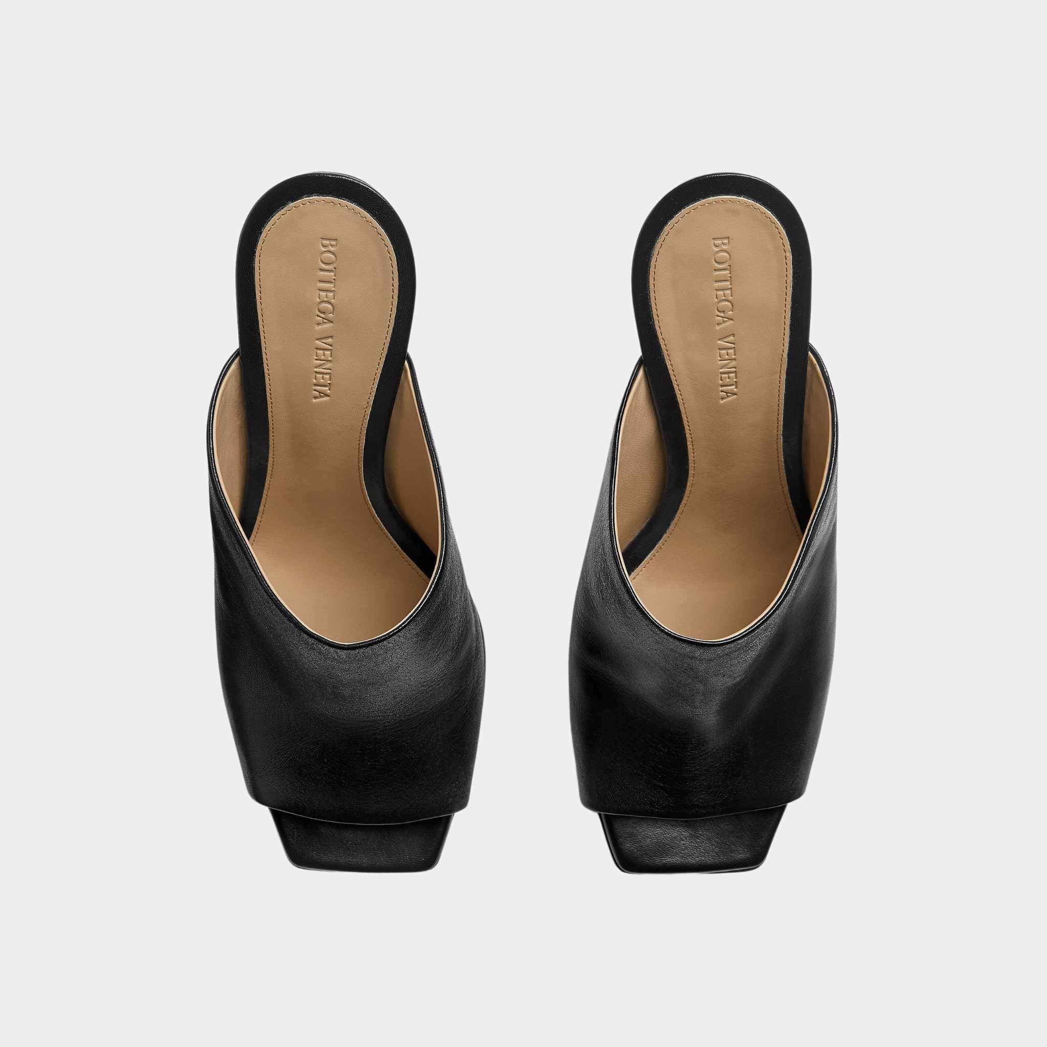 Bottega Veneta Knot High-Heel Mule Lambskin Gold Metal Knot Heel, Black, Top