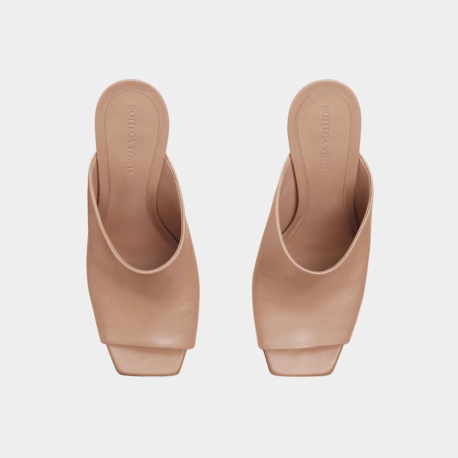 Bottega Veneta Knot High-Heel Mule Lambskin Gold Metal Knot Heel, Cipria, Top