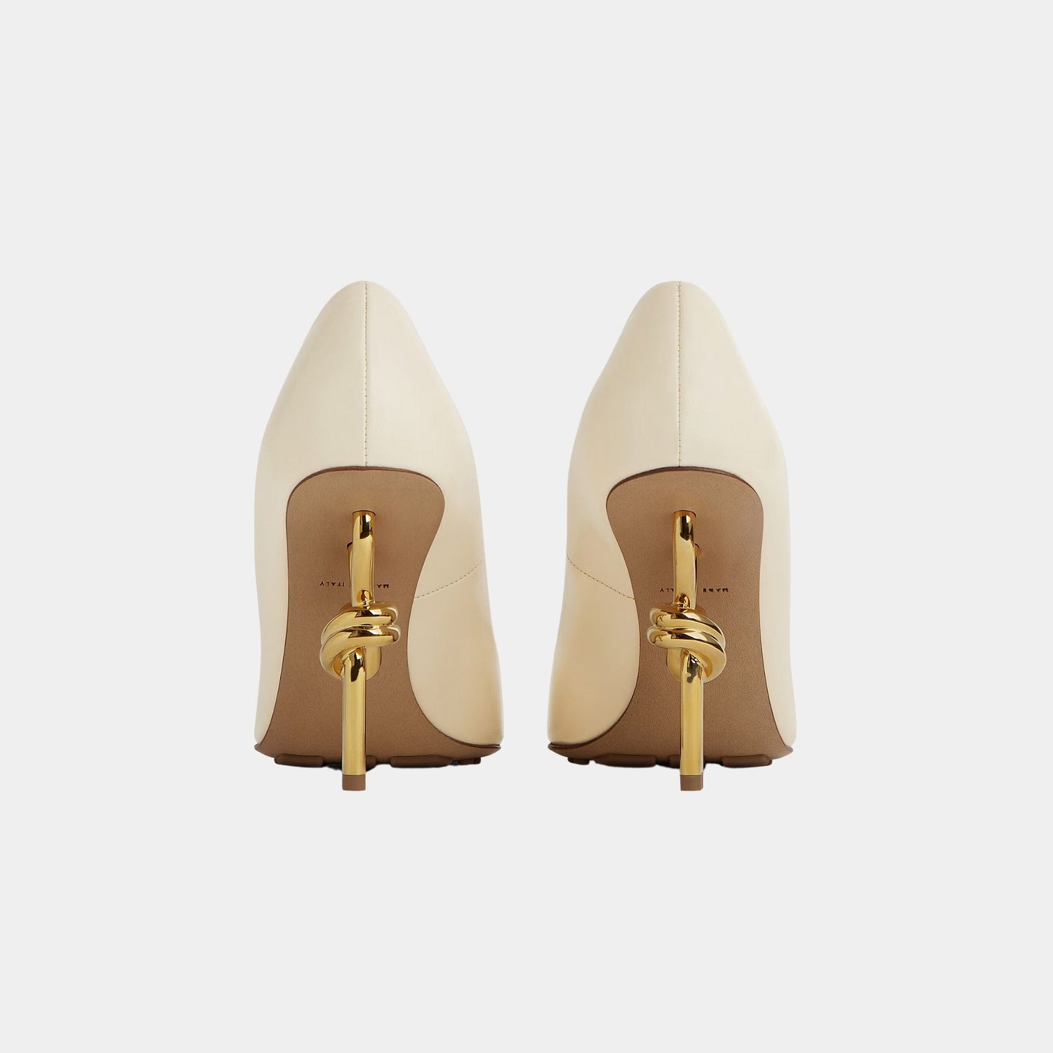 Bottega Veneta Knot High Heel Pump in Soft Lambskin, White, Back