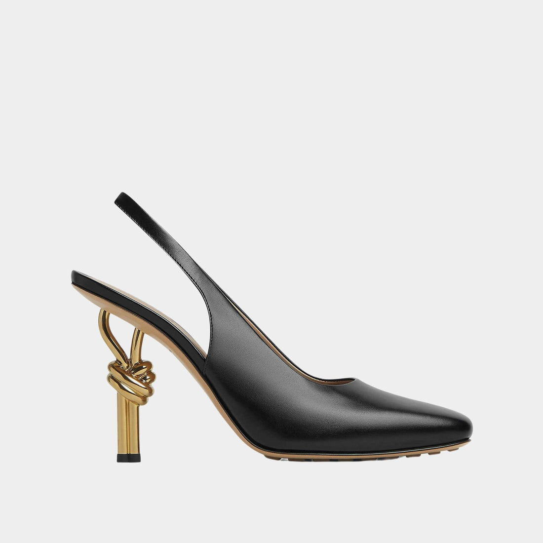 Bottega Veneta Knot Leather Slingback Pump, Black, Side