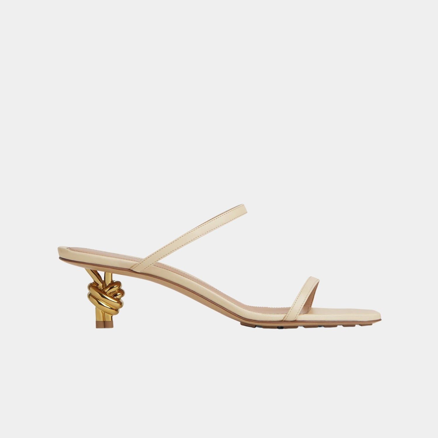 Bottega Veneta Knot Strap Mid Heel Mule, Sea Salt, Side