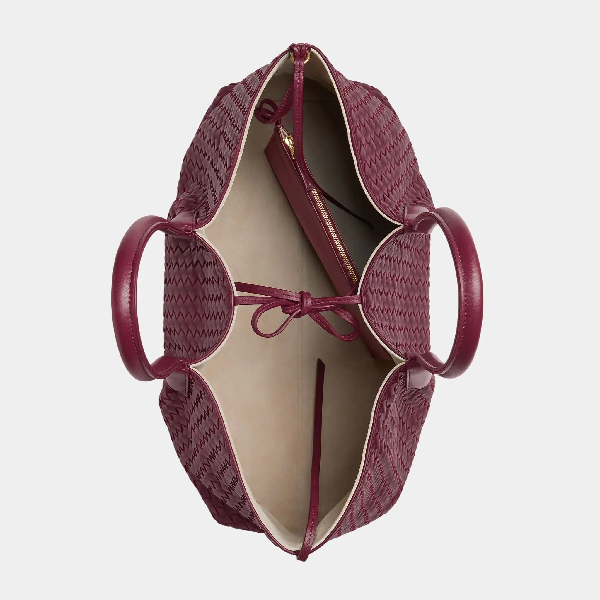 Bottega Veneta Large Pinacoteca Tote Bag, Barolo, Ecru, Top