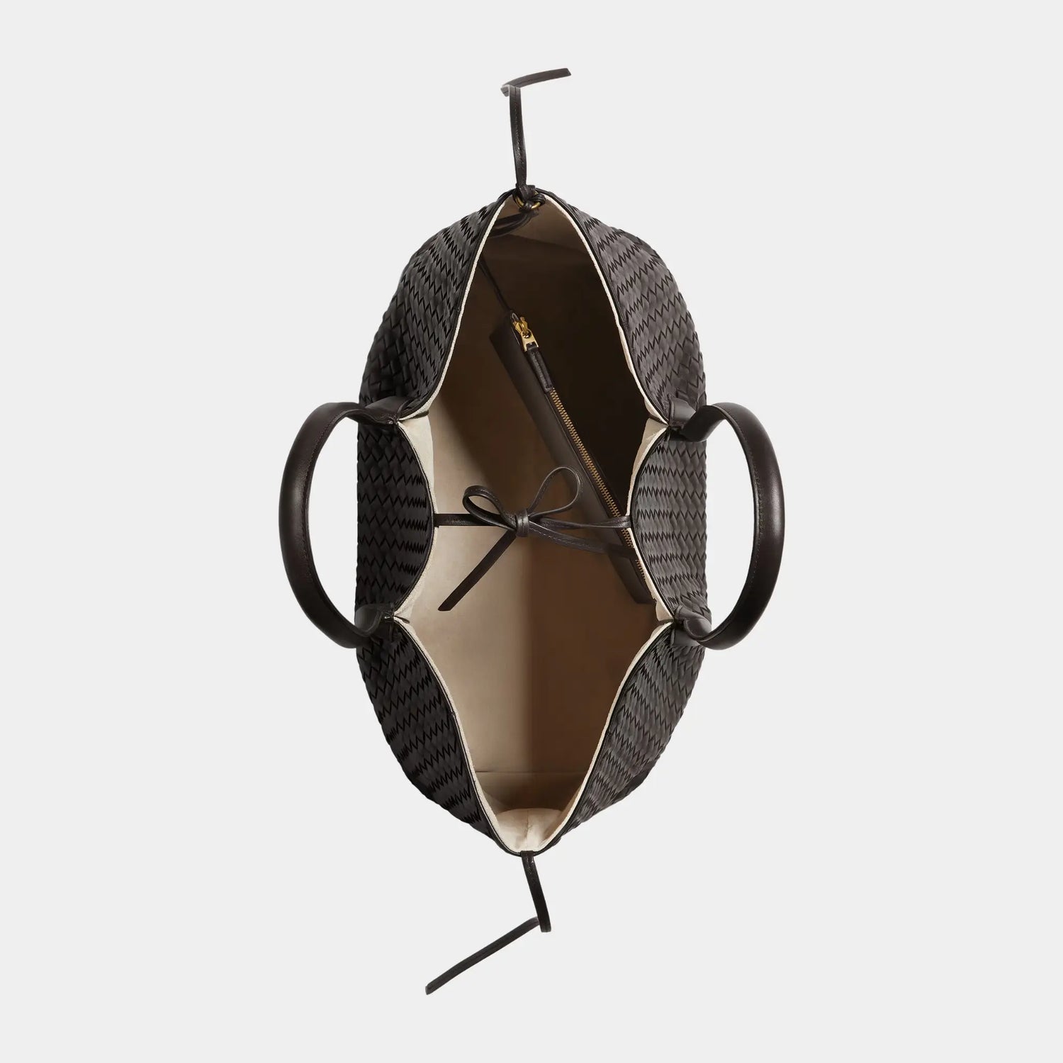 Bottega Veneta Large Pinacoteca Tote Bag, Espresso, Ecru, Top
