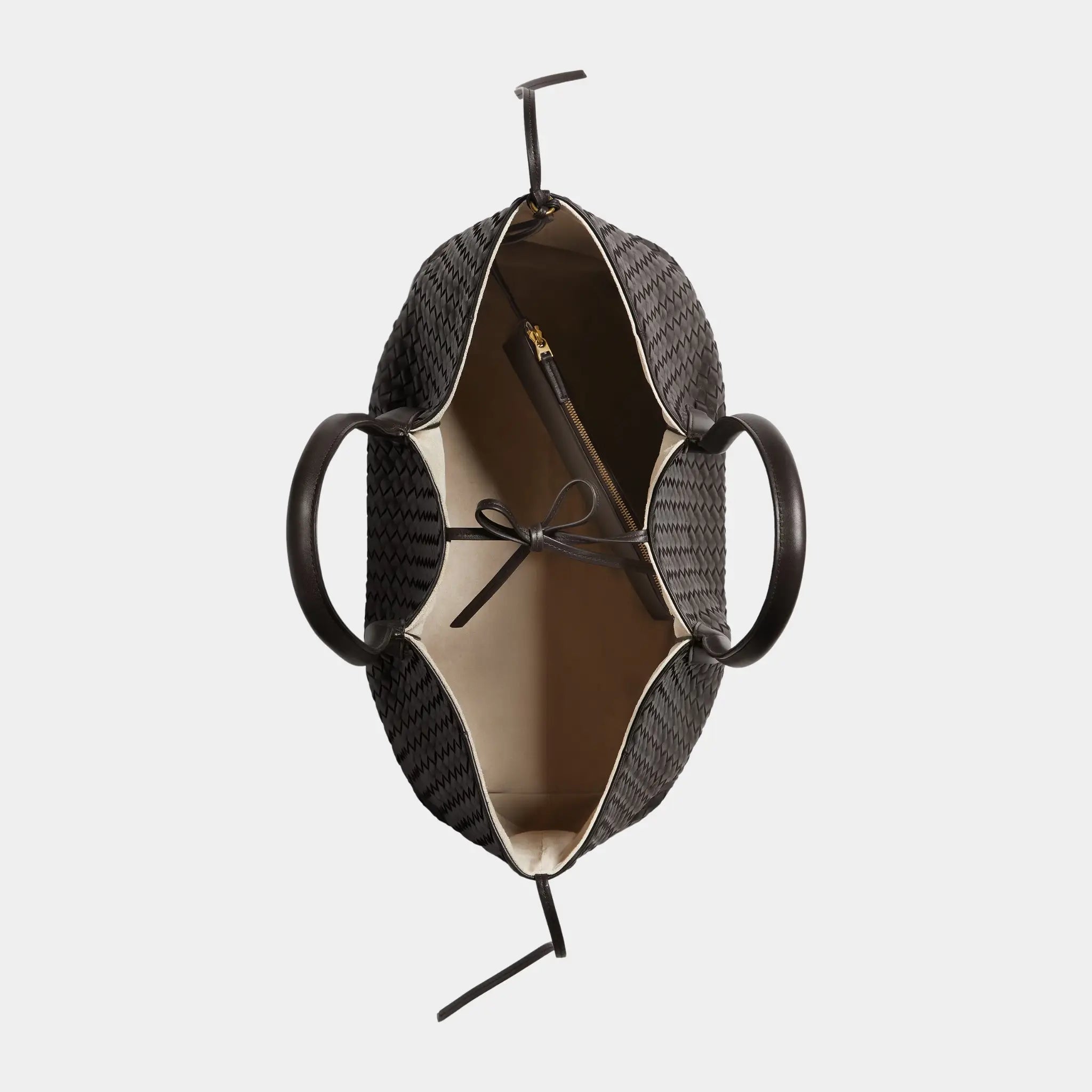 Bottega Veneta Large Pinacoteca Tote Bag, Espresso, Ecru, Top