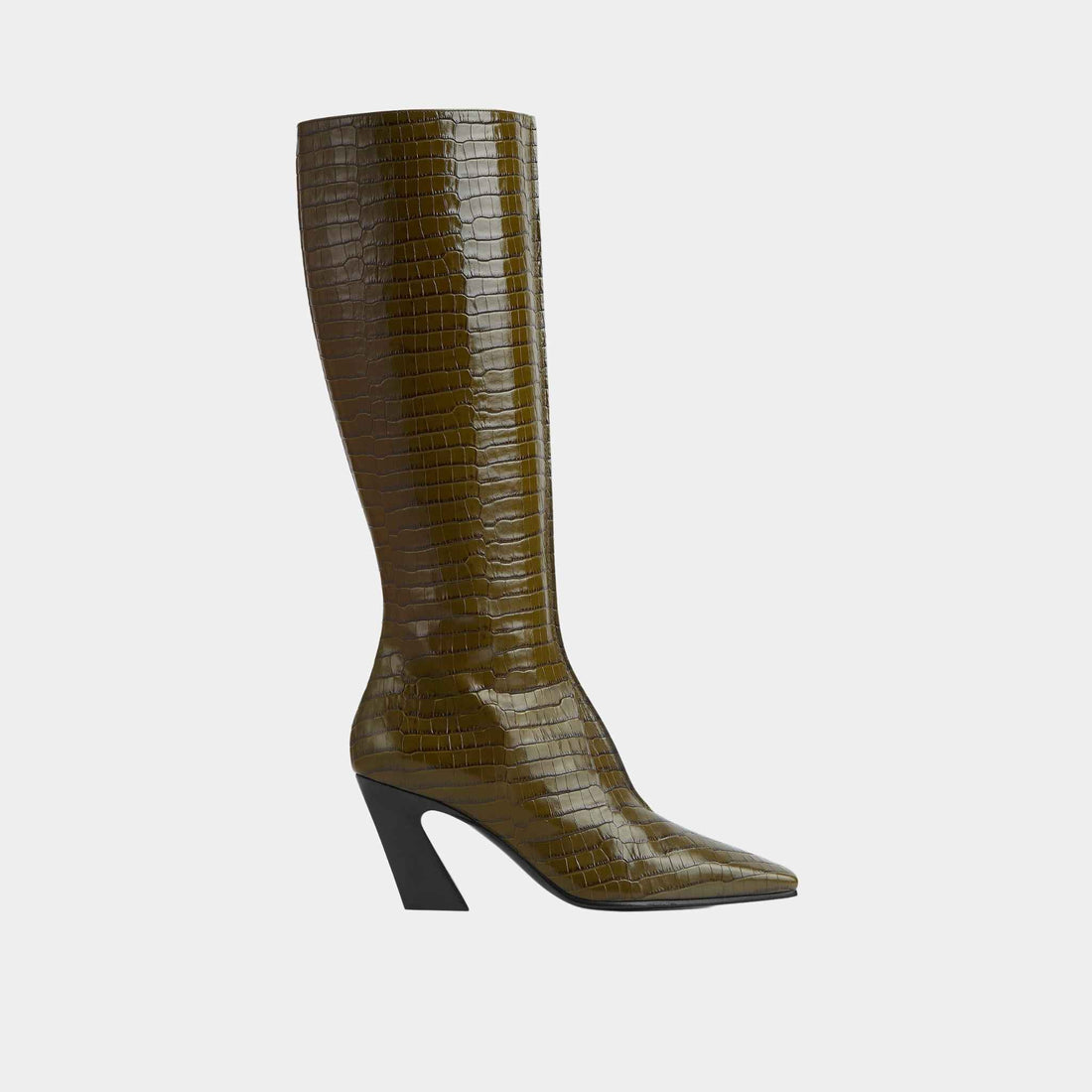 Bottega Veneta Lewis Knee-High Boot Crocodile Effect Leather, Side