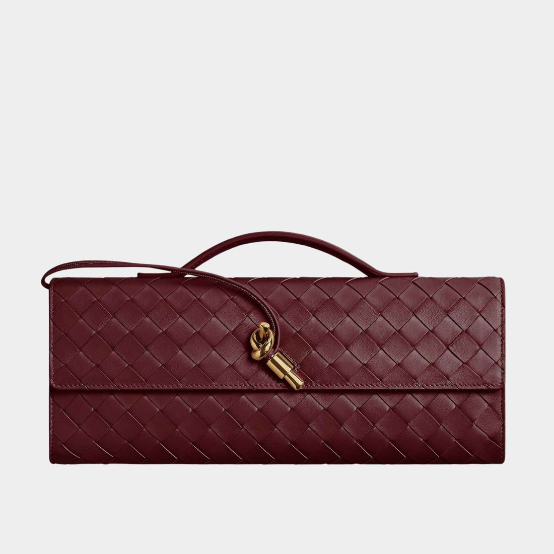 Bottega Veneta Long Clutch Andiamo With Handle Wallet, Barolo, Front View