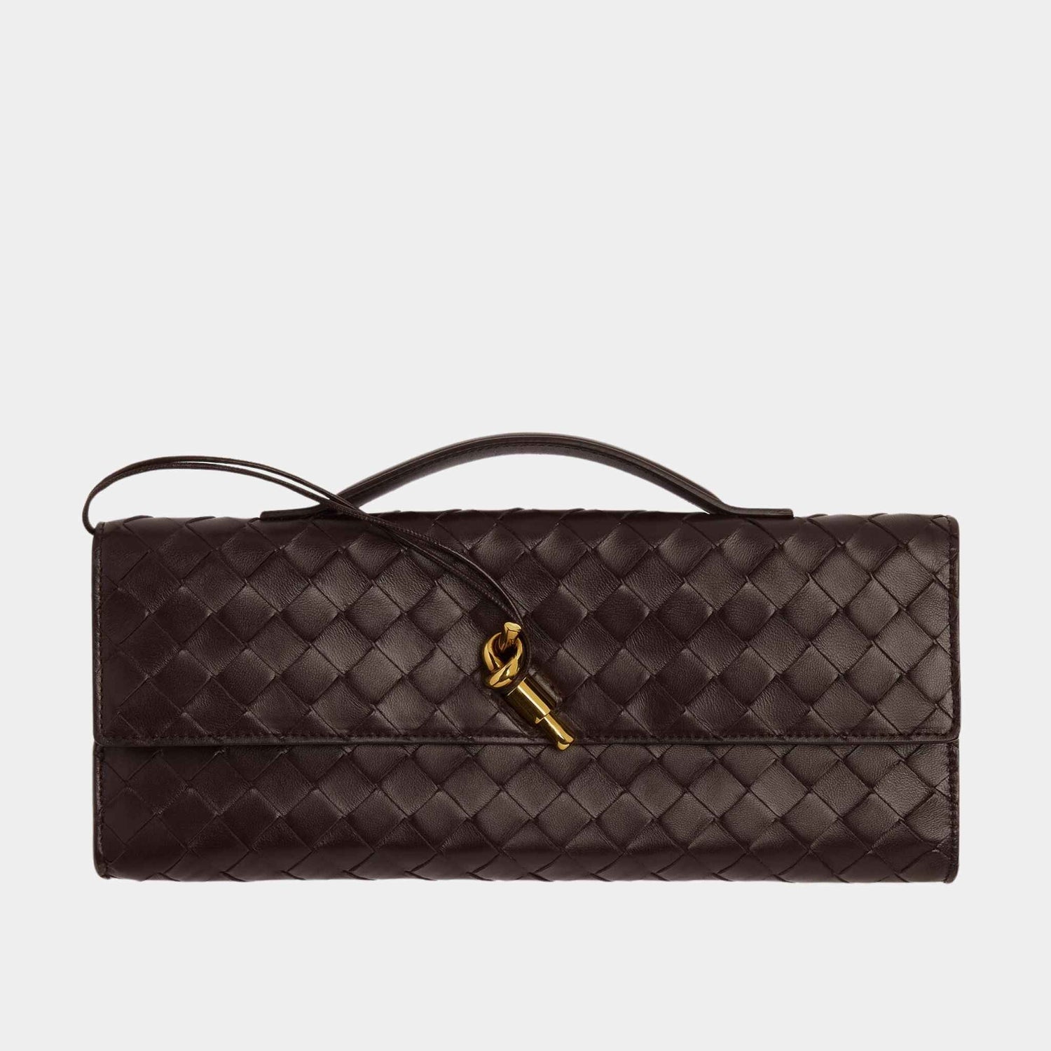 Bottega Veneta Long Clutch Andiamo With Handle Wallet, Fondant, Front View