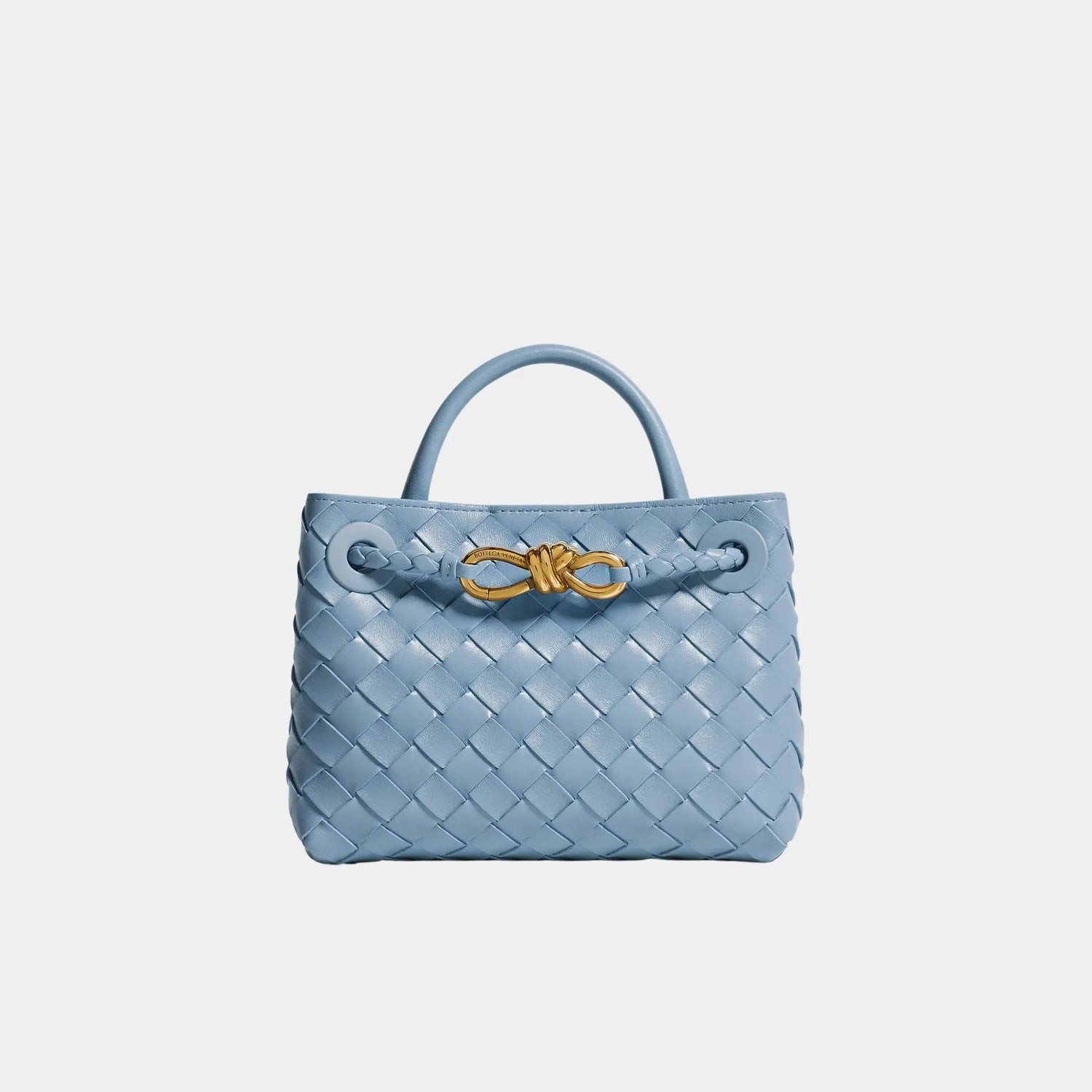 Bottega Veneta Mini Andiamo Bag in Intrecciato Leather, Mineral, Front