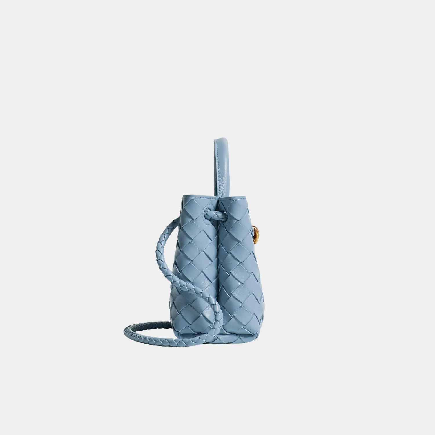 Bottega Veneta Mini Andiamo Bag in Intrecciato Leather, Mineral, Side