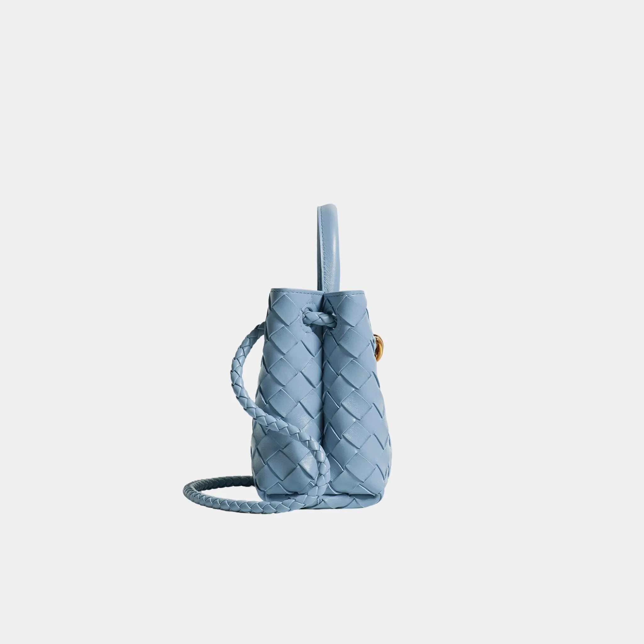 Bottega Veneta Mini Andiamo Bag in Intrecciato Leather, Mineral, Side