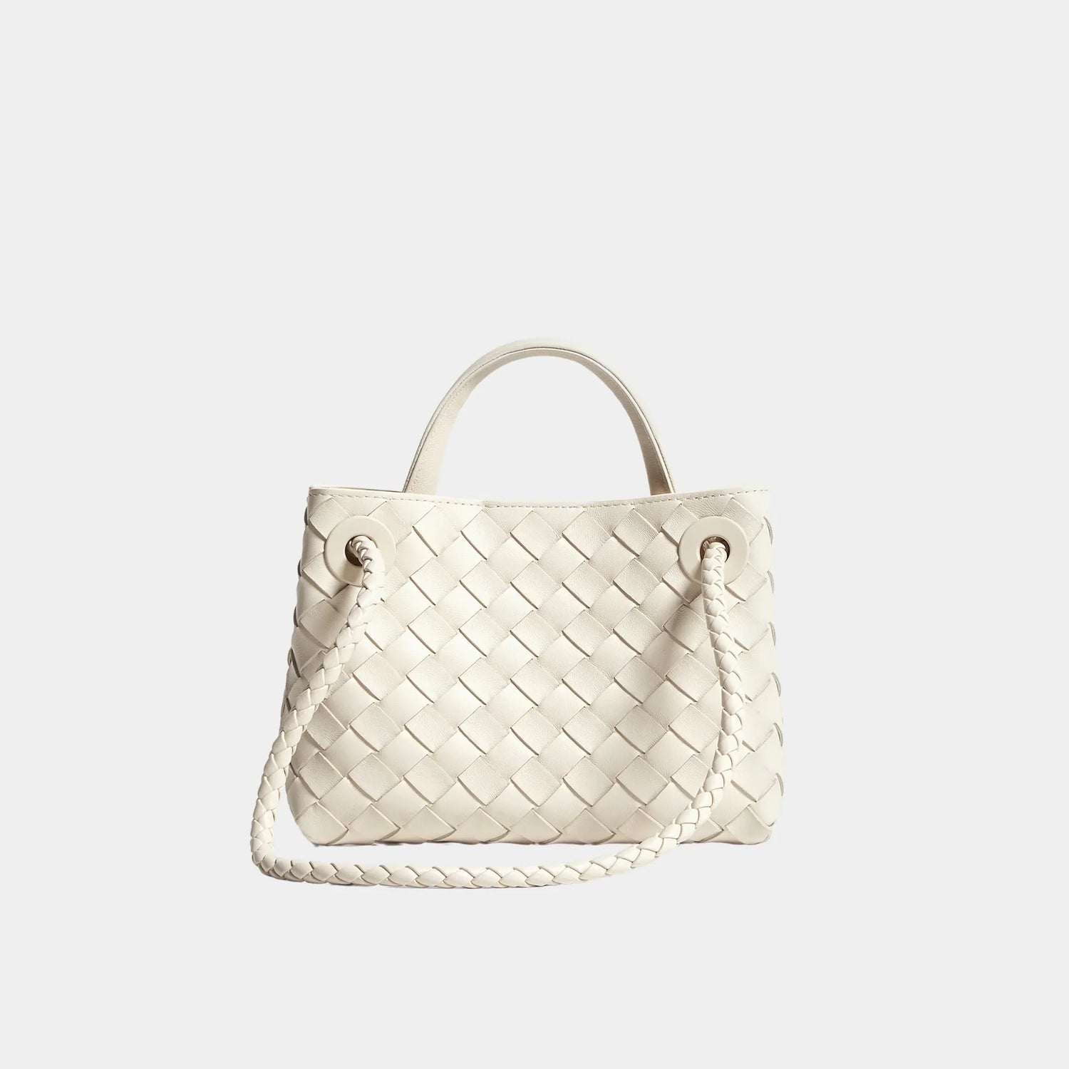 Bottega Veneta Mini Andiamo Bag in Intrecciato Leather, Sea Salt, Back