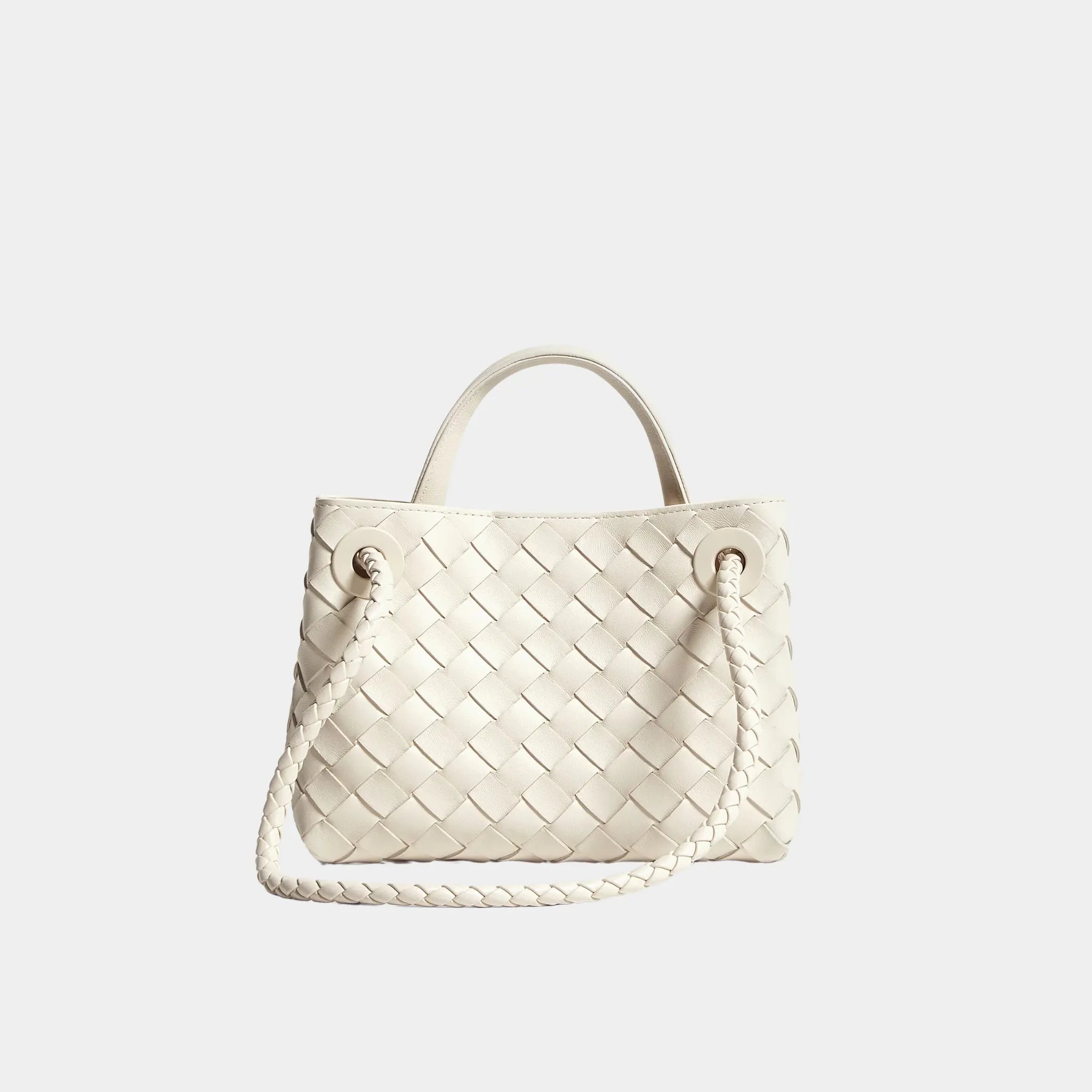 Bottega Veneta Mini Andiamo Bag in Intrecciato Leather, Sea Salt, Back