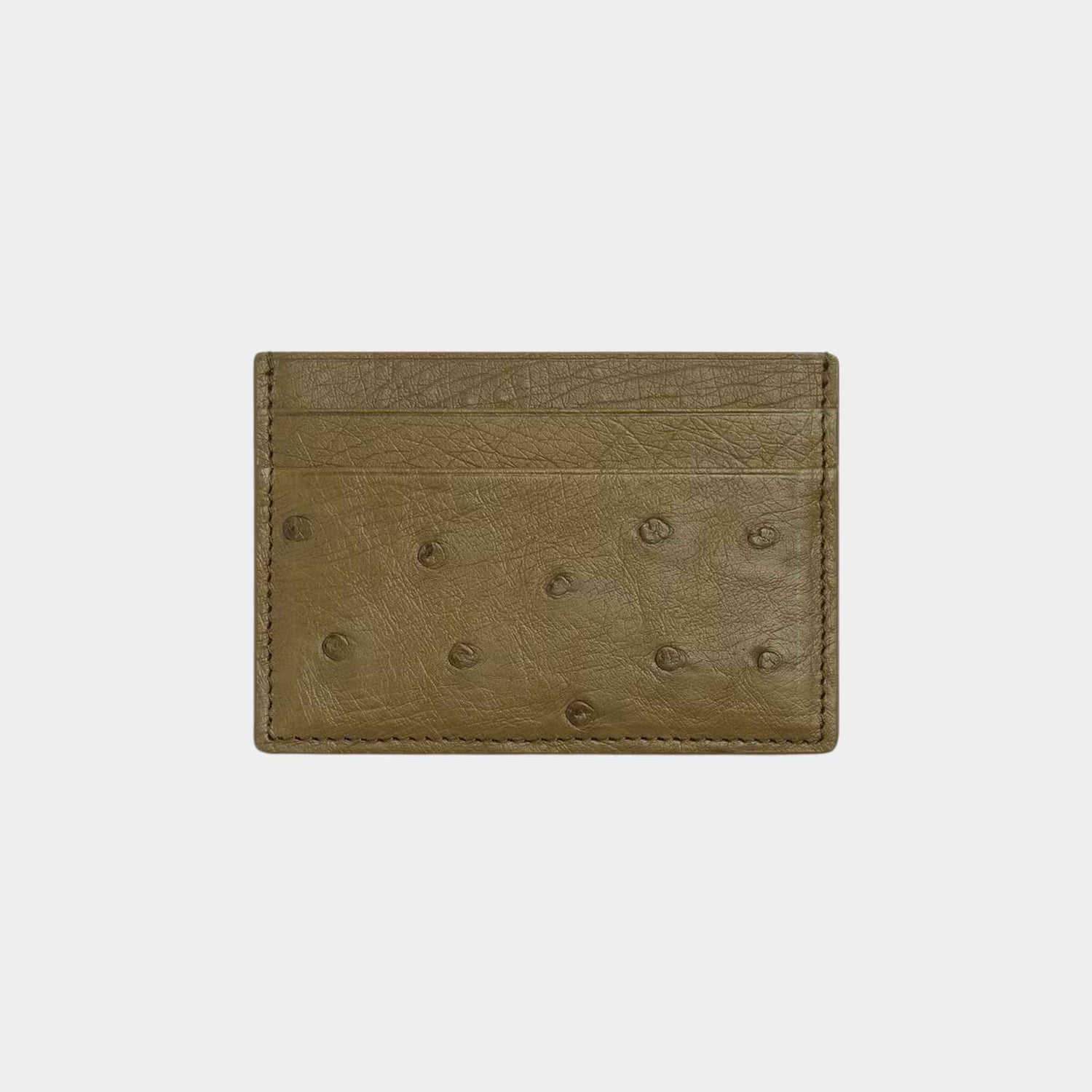 Bottega Veneta Ostrich Leather Credit Card Case, Algae, Back